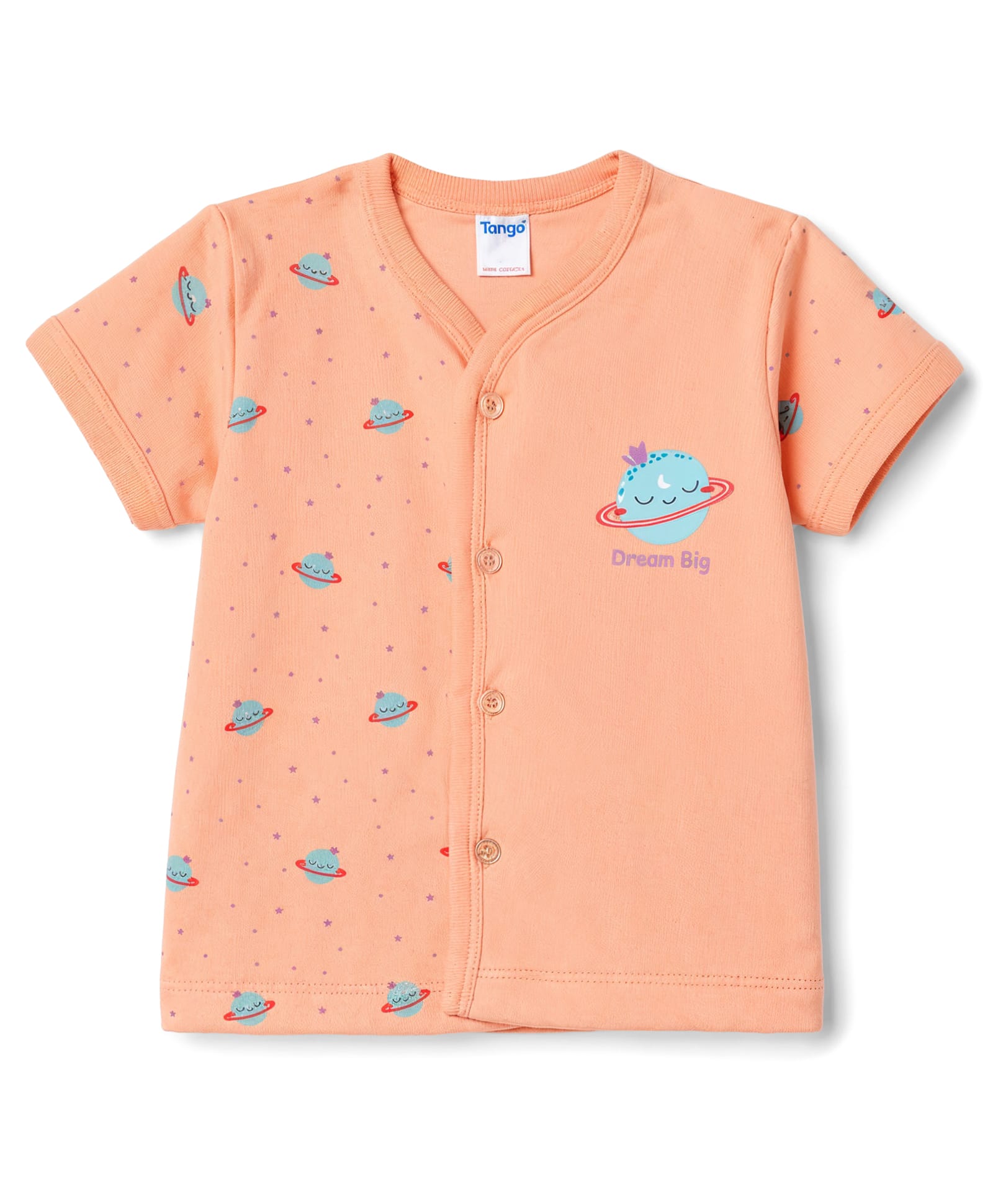 Tango Interlock Knit Half Sleeves Space Theme Printed Jhablas - Orange-picture-28