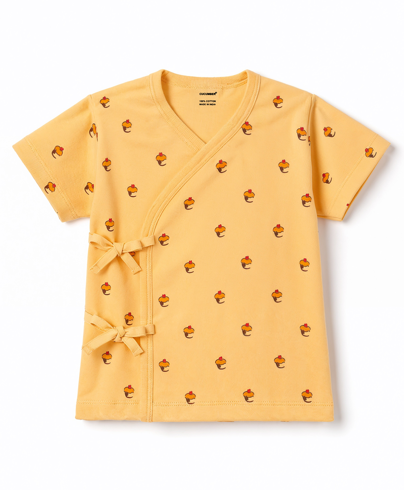 Tango Single Jersey Knit Half Sleeves Jhablas with Cup Cake Print -Golden-image-45