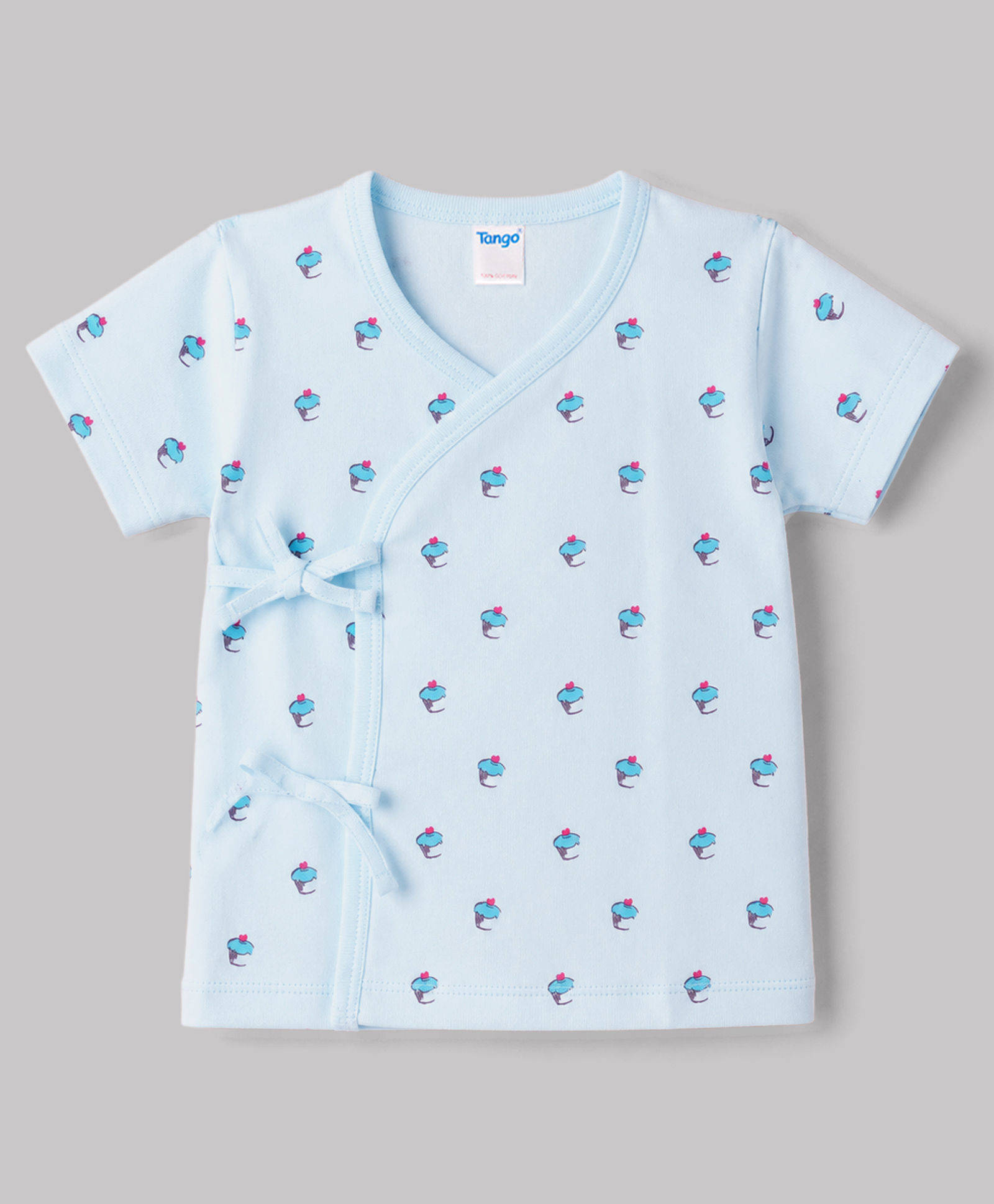 Tango Single Jersey Knit Half Sleeves Jhablas with Cup Cake Print -Sky-image-2