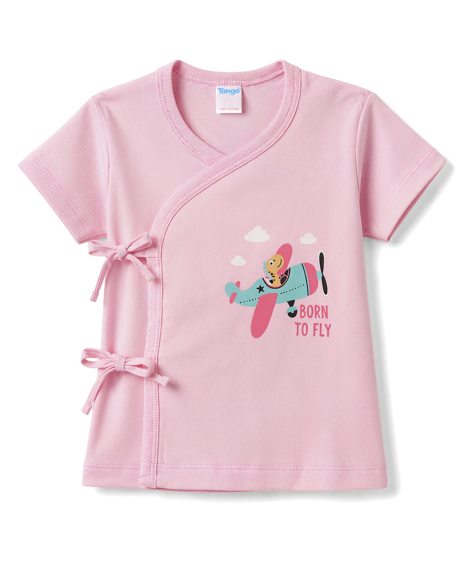 Tango Single Jersey Knit Half Sleeves Jhabla with Born to Fly Print - Pink-image-9