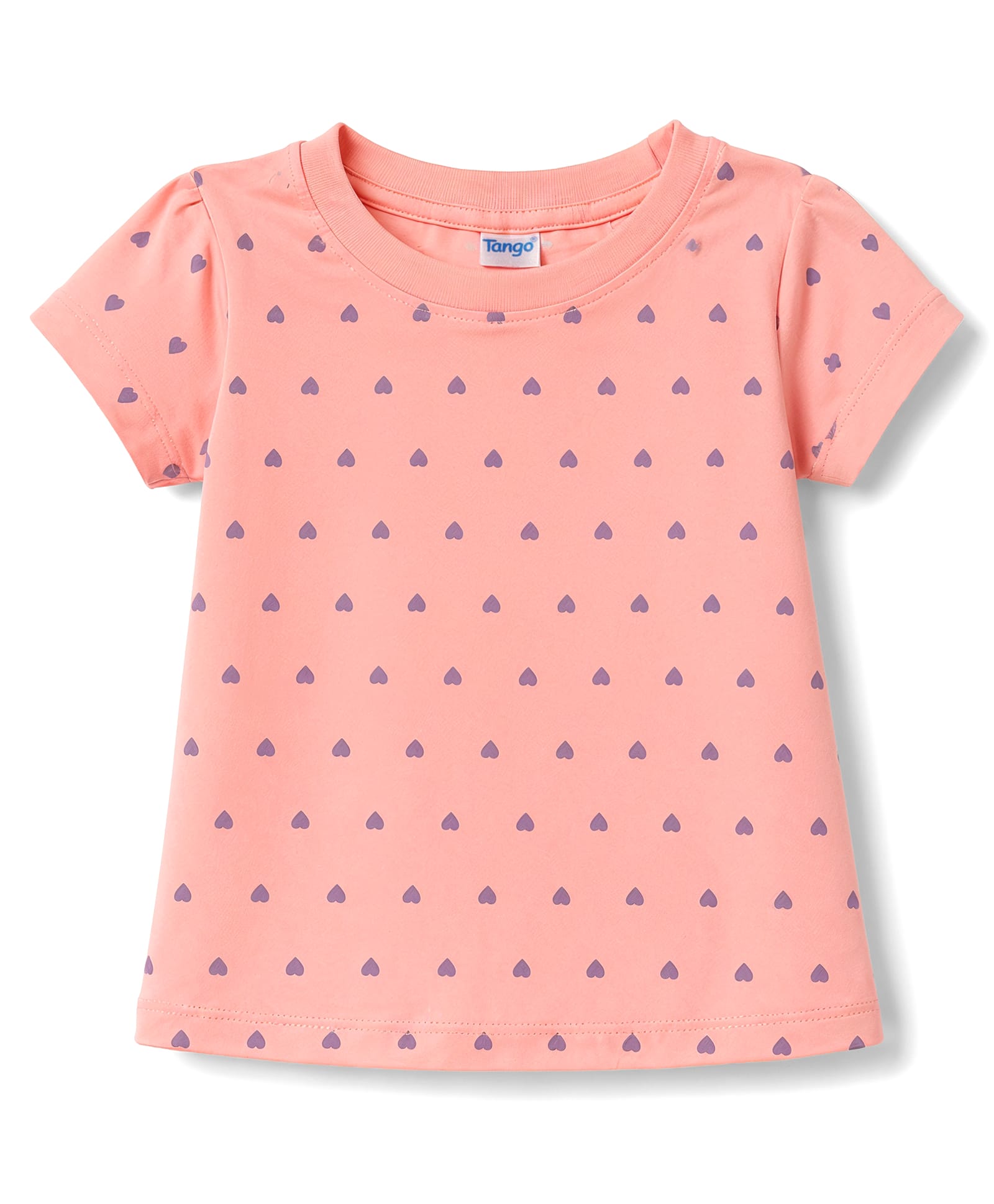 Tango Cotton Knit Half Sleeves Tops with Heart Print Coral 6-12 Months-picture-27