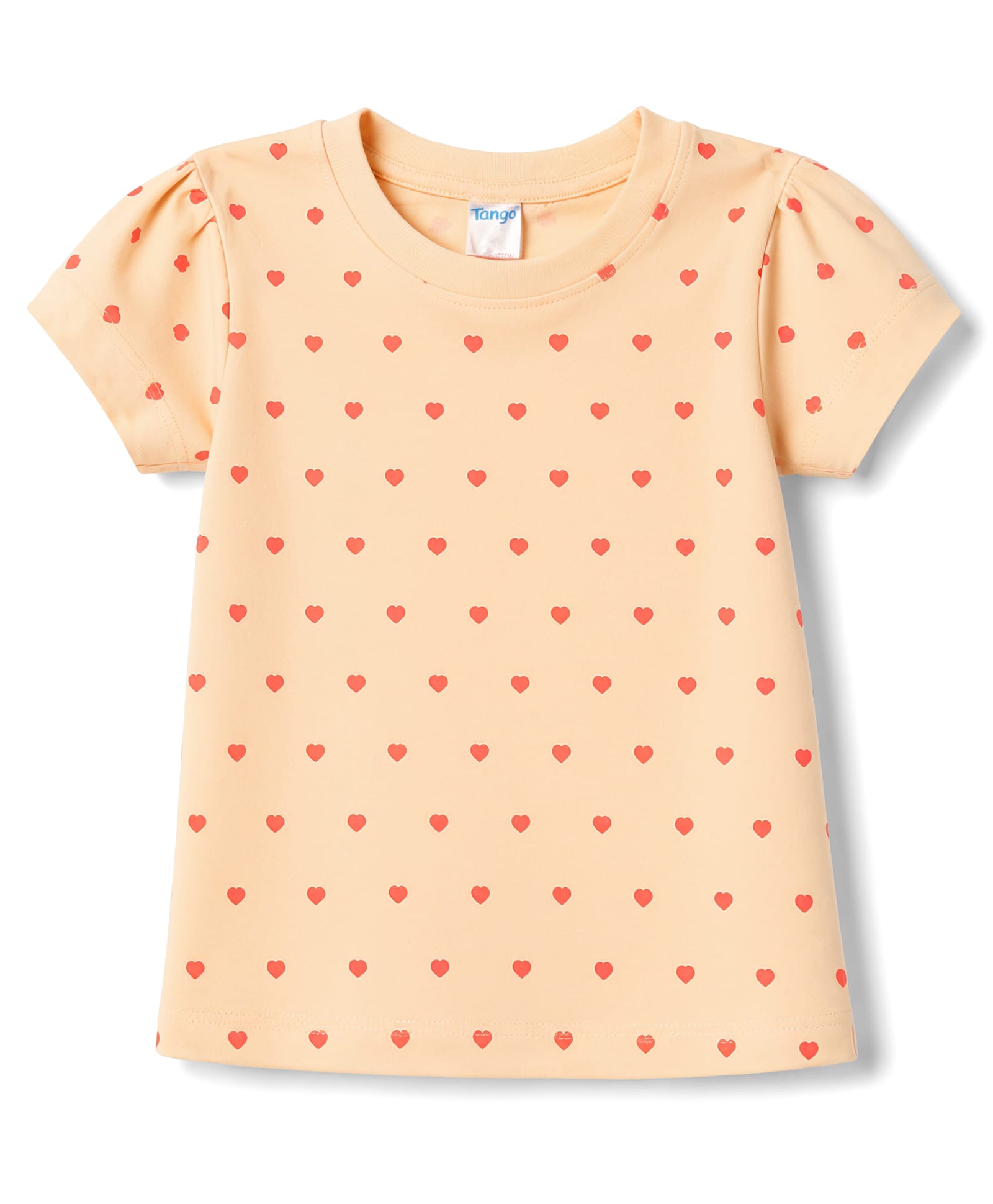 Tango Cotton Knit Half Sleeves Tops with Hearts Print Yellow 3-6 Months-picture-9