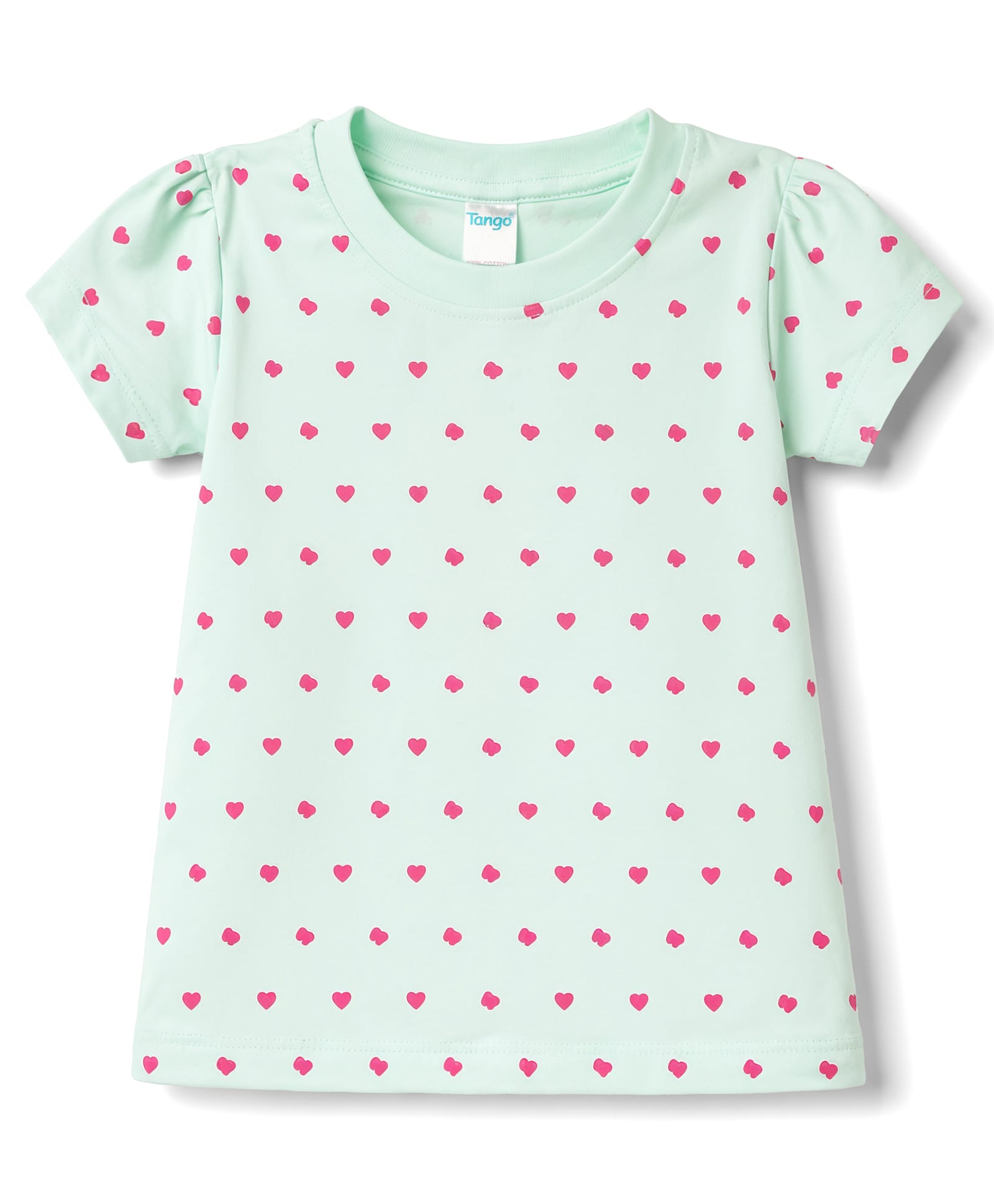 Tango Cotton Knit Half Sleeves Tops with Heart Print Aqua Blue 12-18 Months-image-42