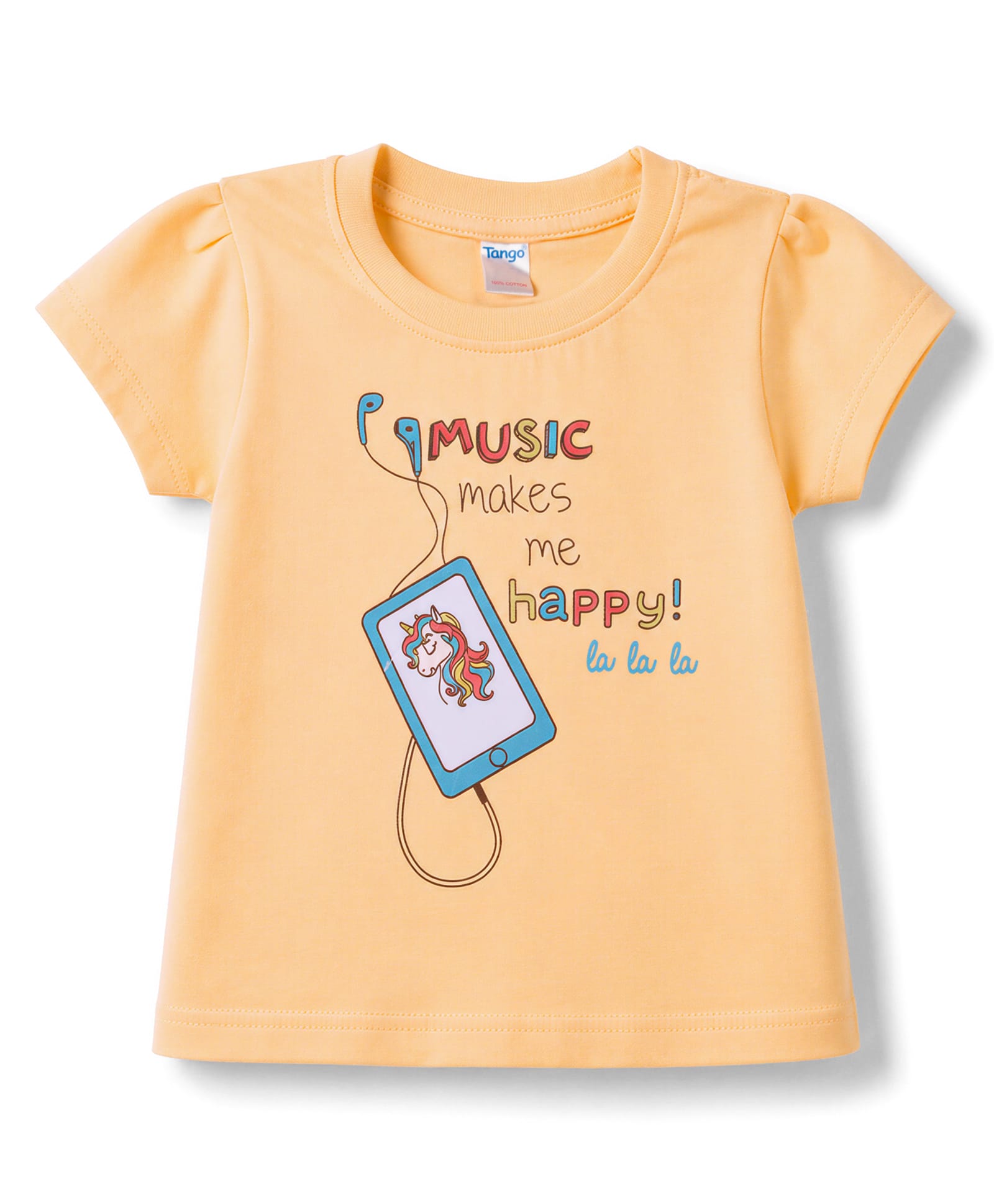 Tango Single Jersey Knit Half Sleeves Unicorn & Text Printed Top - Yellow-picture-25