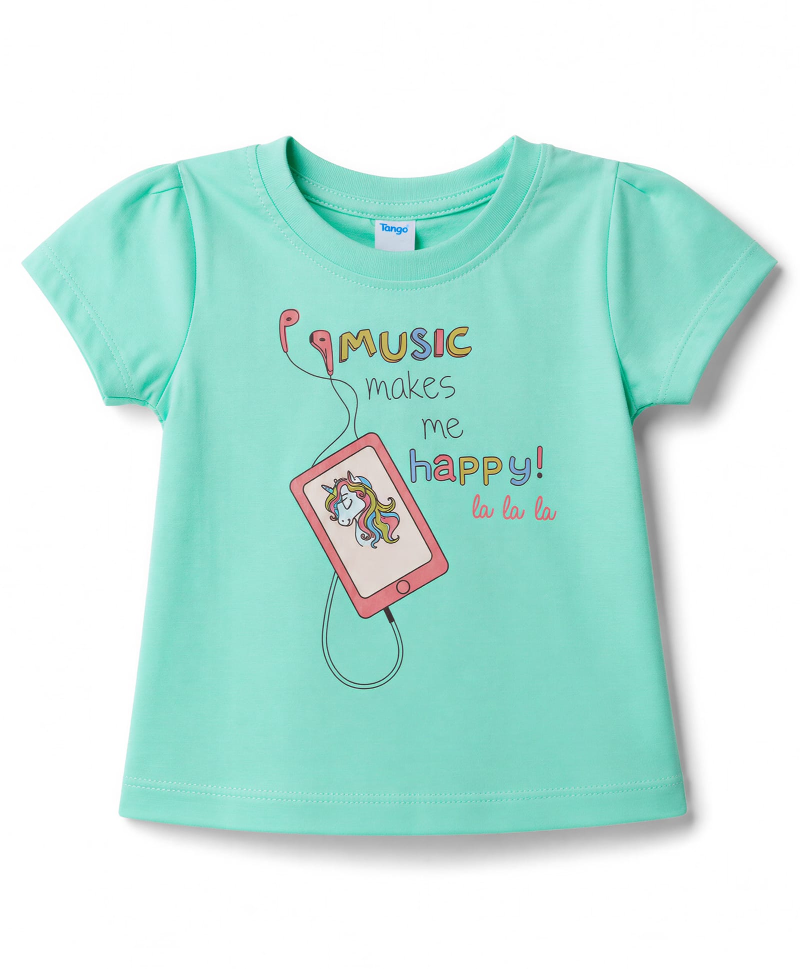 Tango Single Jersey Knit Half Sleeves Unicorn & Text Printed Top - Sea Green-image-45