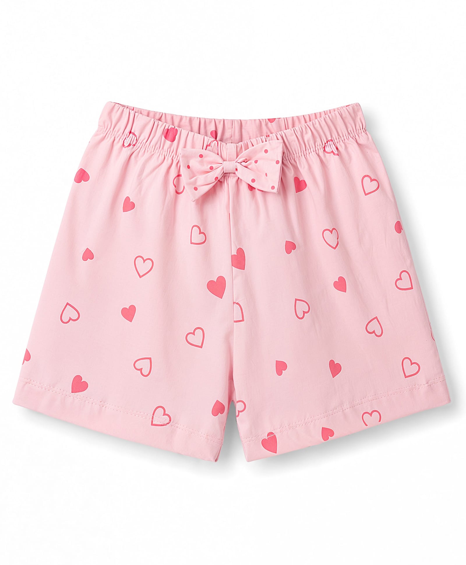 Tango Single Jersey Knit Knee Length Hearts Printed Shorts With Bow Applique - Pink-picture-19