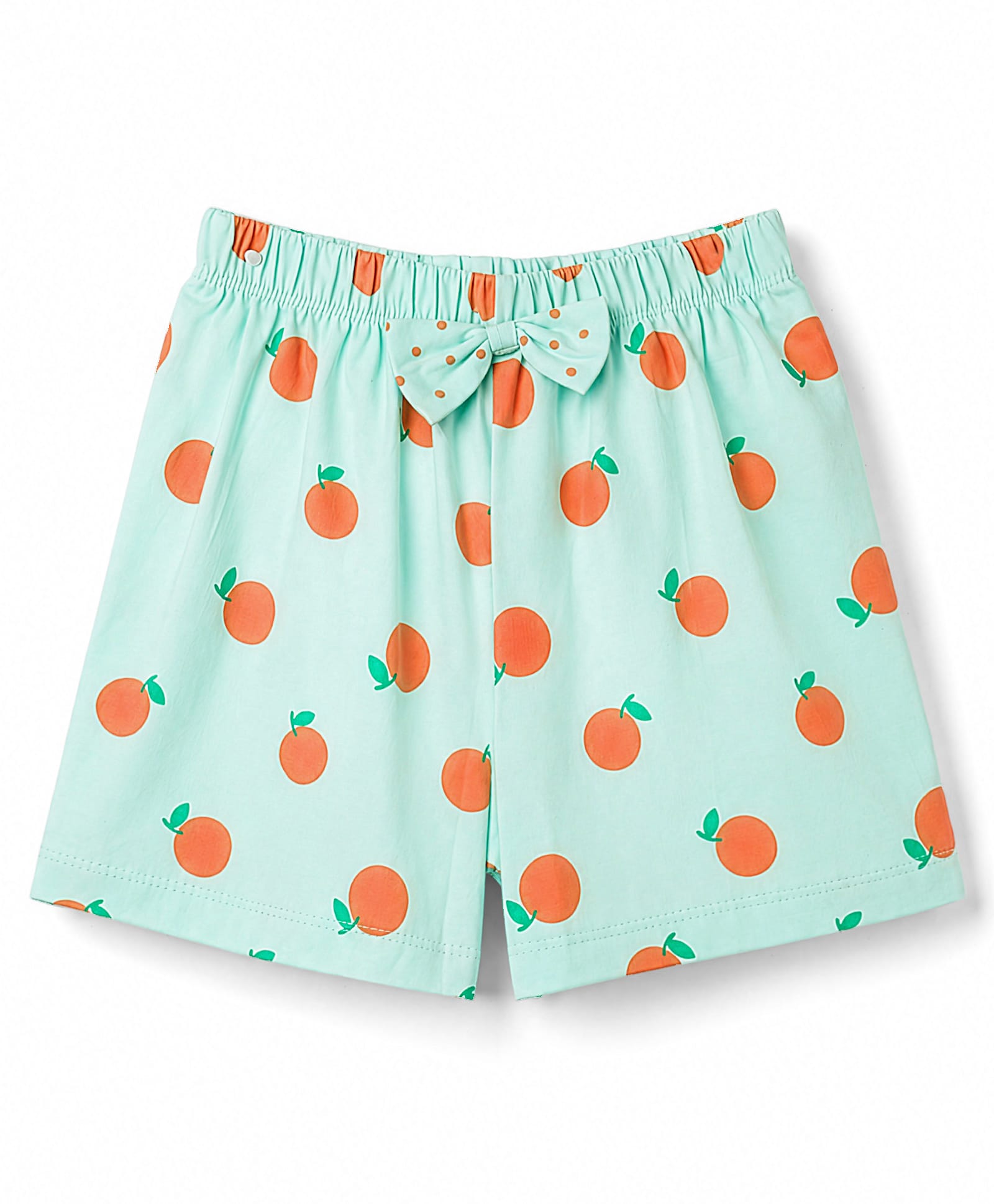 Tango Single Jersey Knit Knee Length Tropical Theme Printed Shorts With Bow Applique - Light Green-picture-20
