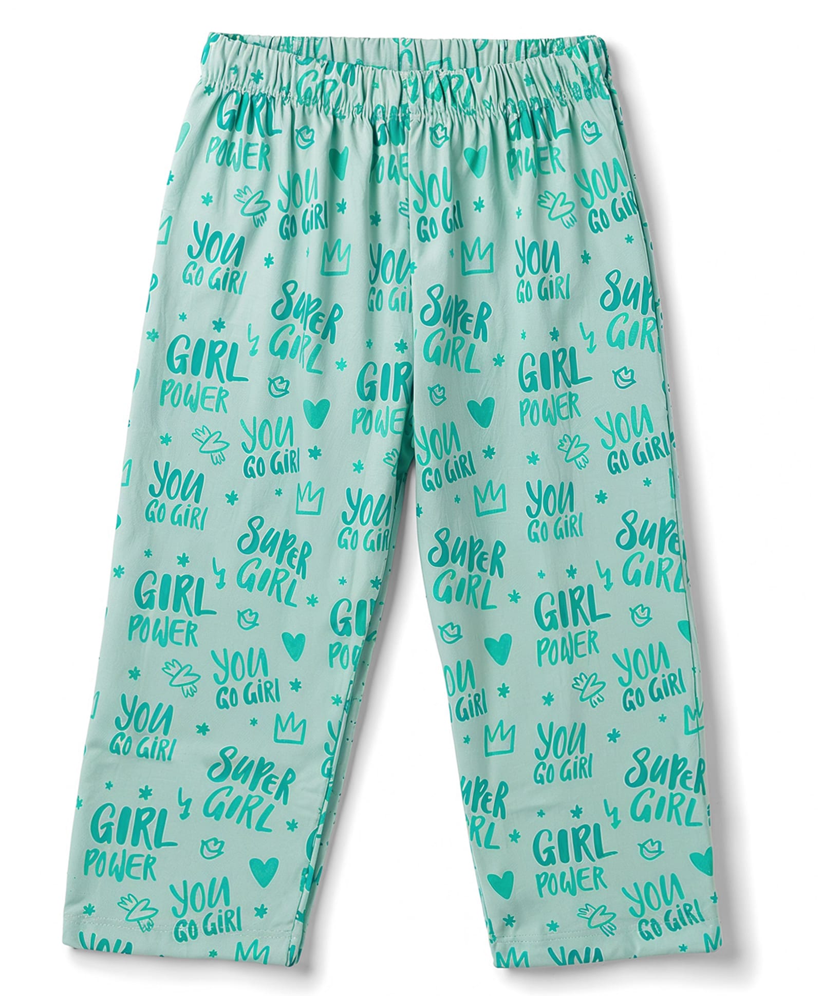 Tango Single Jersey Knit Text Printed Three Fourth Leggings - Sea Green-picture-22