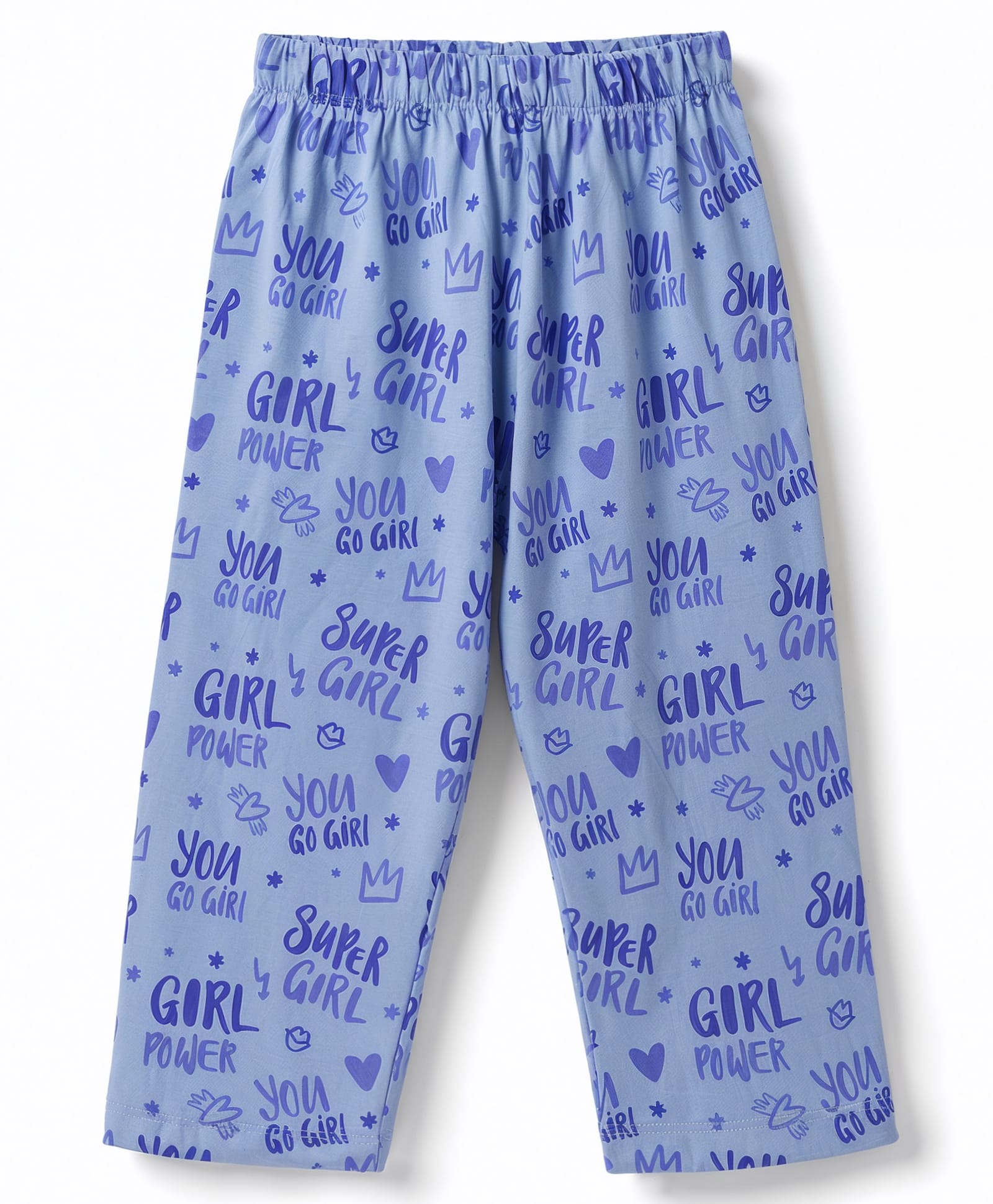 Tango Single Jersey Knit Text Printed Three Fourth Leggings - Blue-image-18