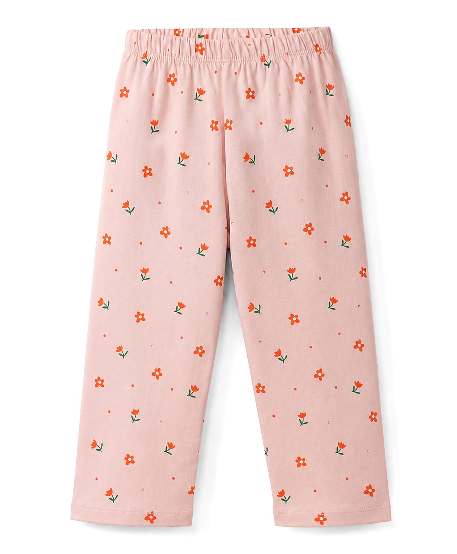 Tango Single Jersey Knit Floral Printed Three Fourth Leggings - Pink-picture-12