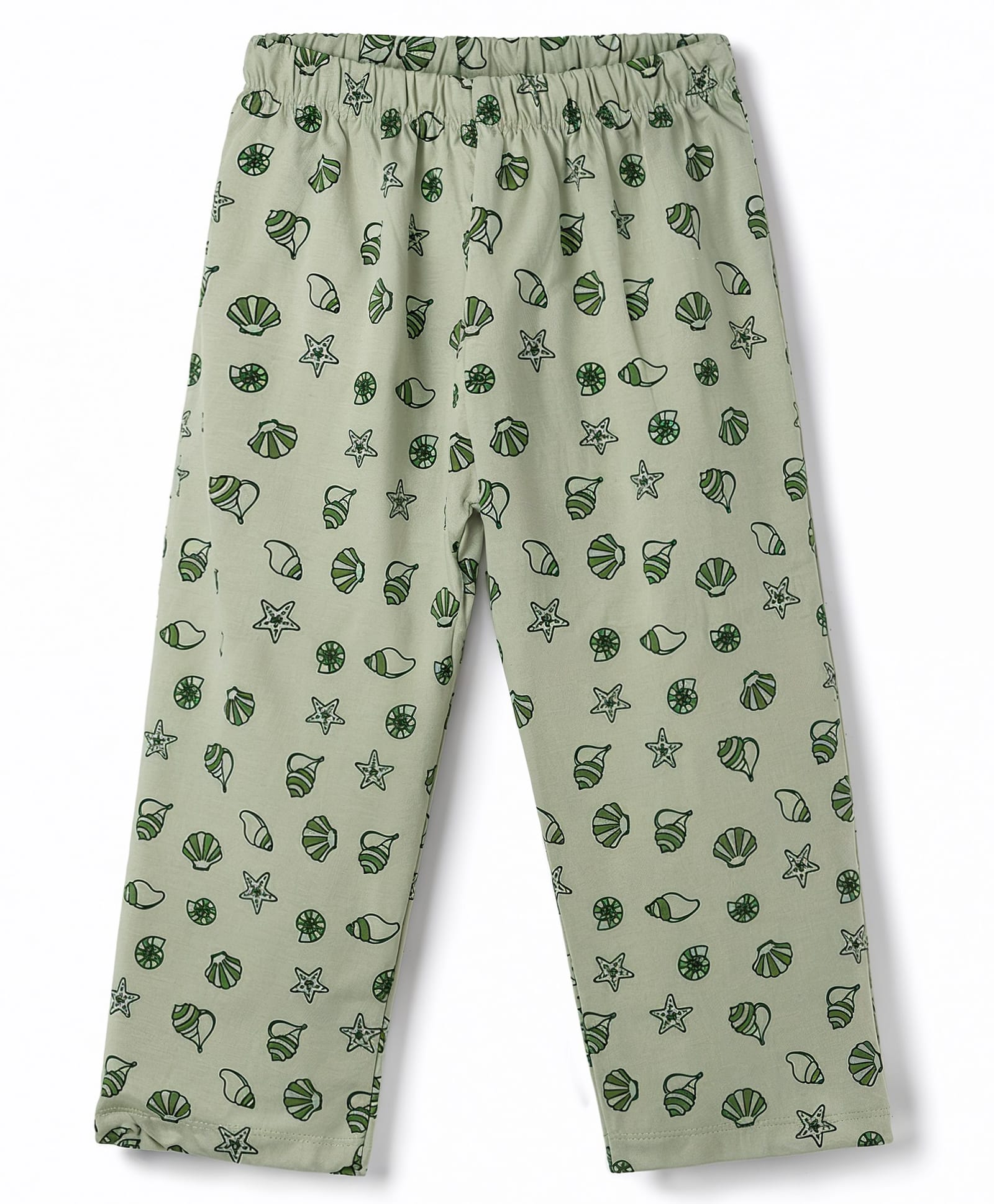 Tango Single Jersey Knit Snail Printed Three Fourth Leggings - Green-picture-14