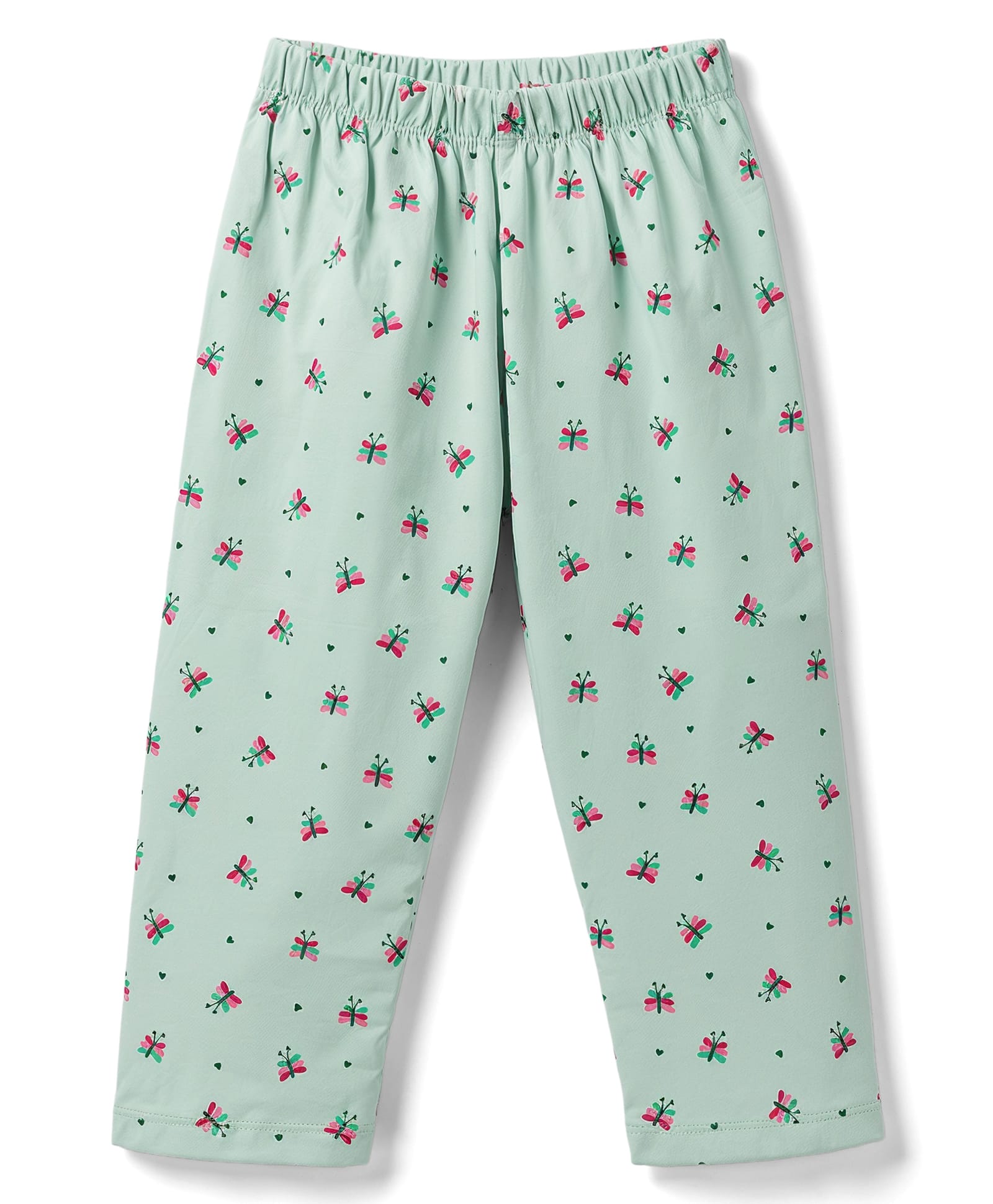 Tango Single Jersey Knit Butterfly Printed Three Forth Leggings - Light Green-picture-26