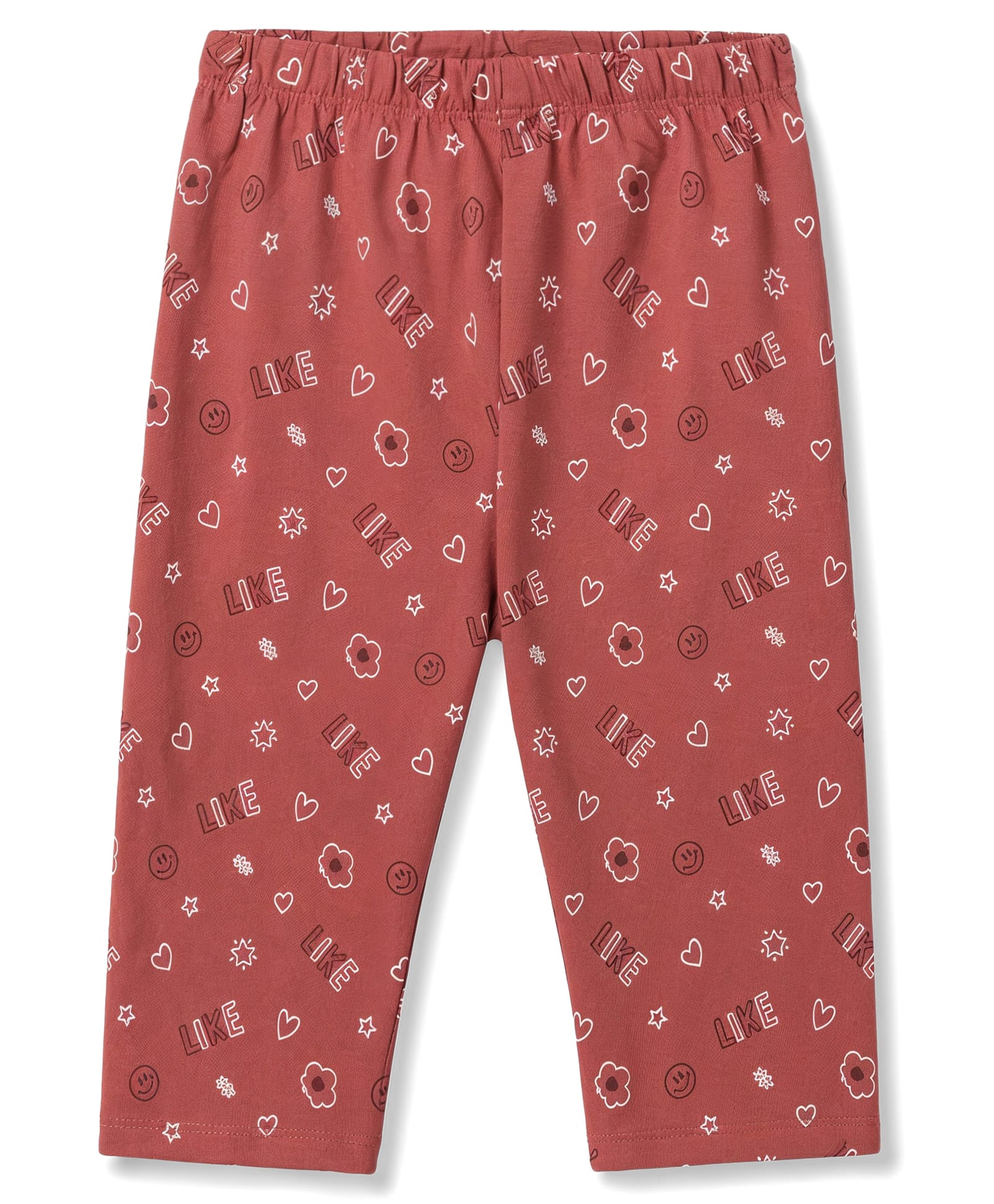 Tango Single Jersey Knit Heart Printed Three Fourth Leggings - Rose Gold-picture-15