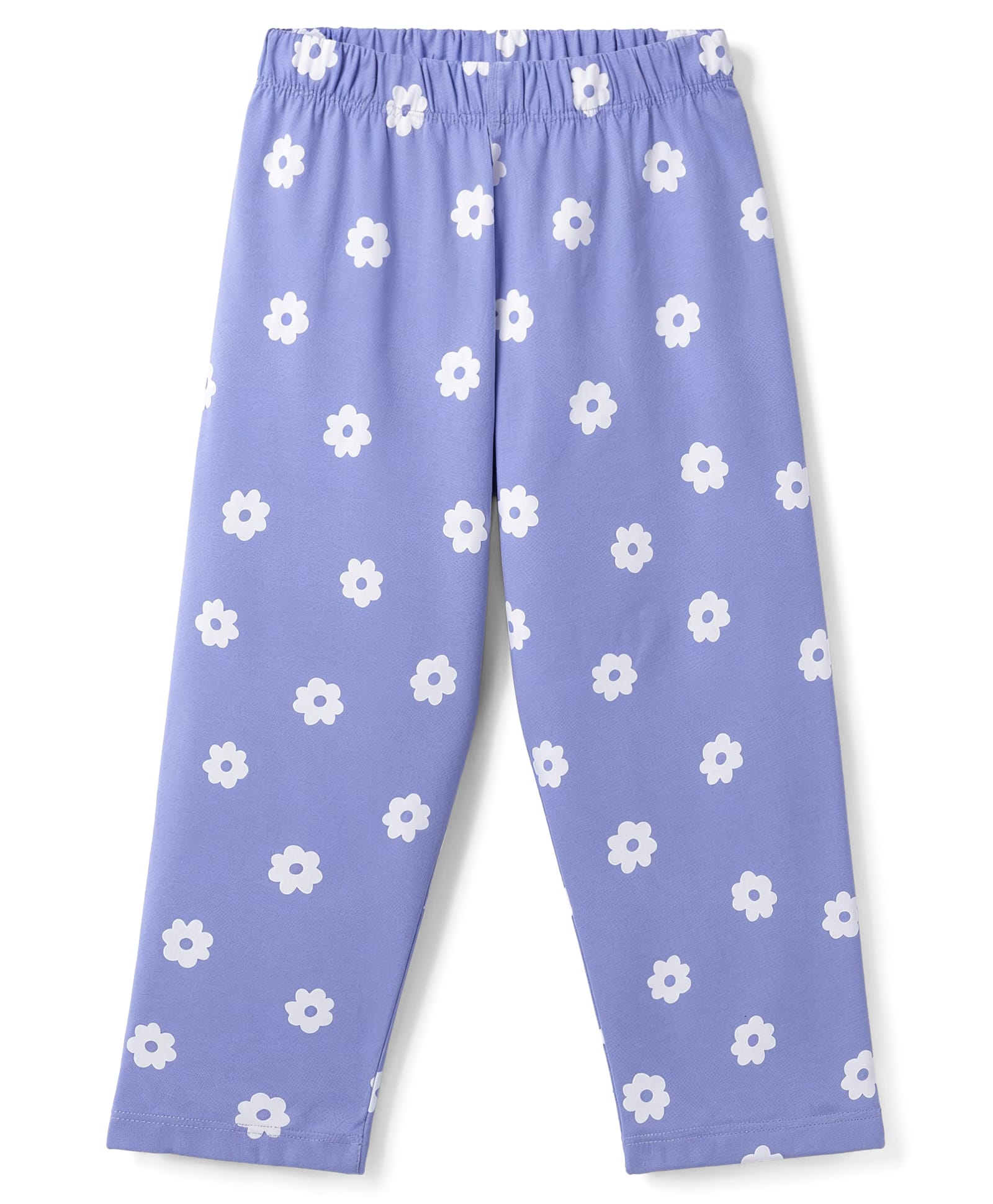 Tango Single Jersey Knit Floral Printed Three Forth Leggings - Purple-picture-25