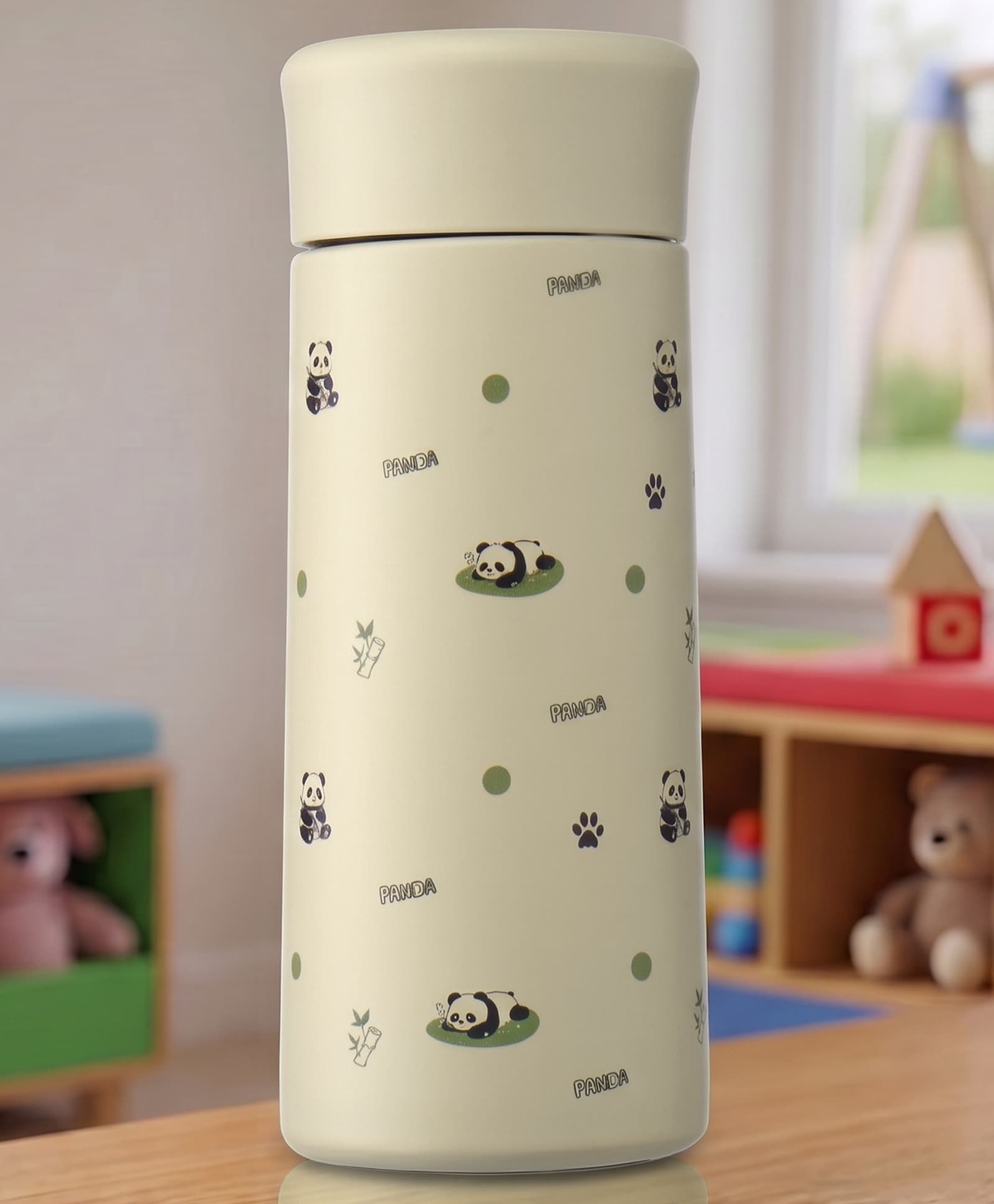 fab n funky Panda Print Double Wall Insulated Stainless Steel Water Bottle 320ml - White| Built-in Filter Lid| Carry Strap| BPA Free| Leak Resistant| for Hot & Cold Beverages| Travel Friendly-picture-14