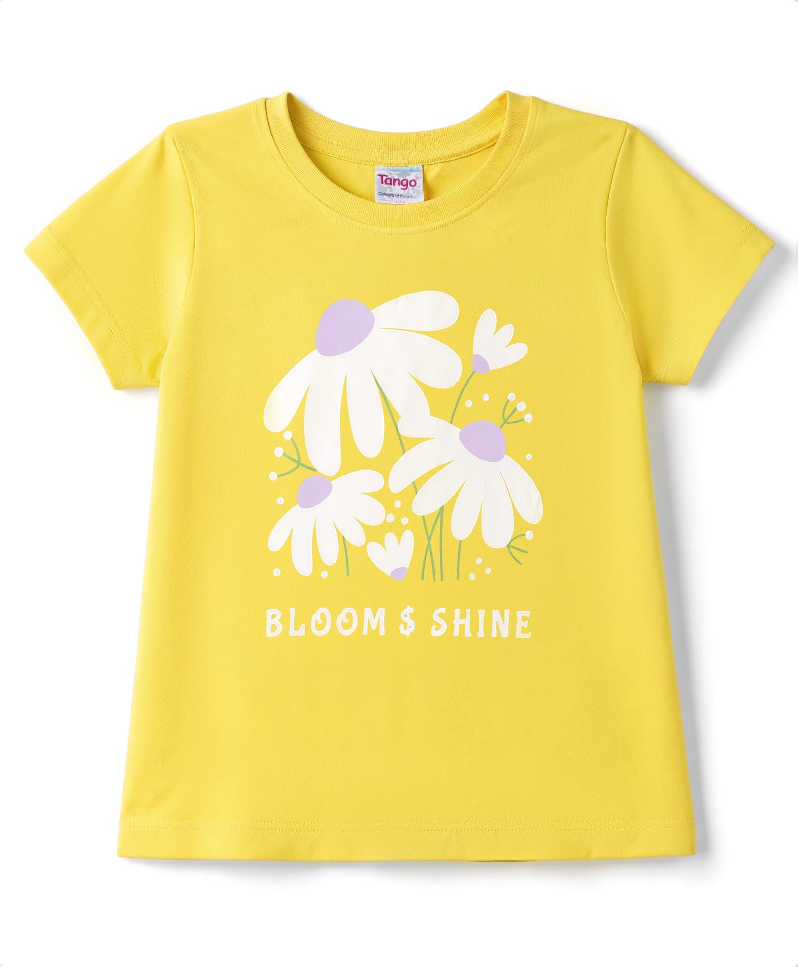 Tango Single Jersey Knit Half Sleeves T-Shirt with Bloom & Shine Print - Yellow-picture-24
