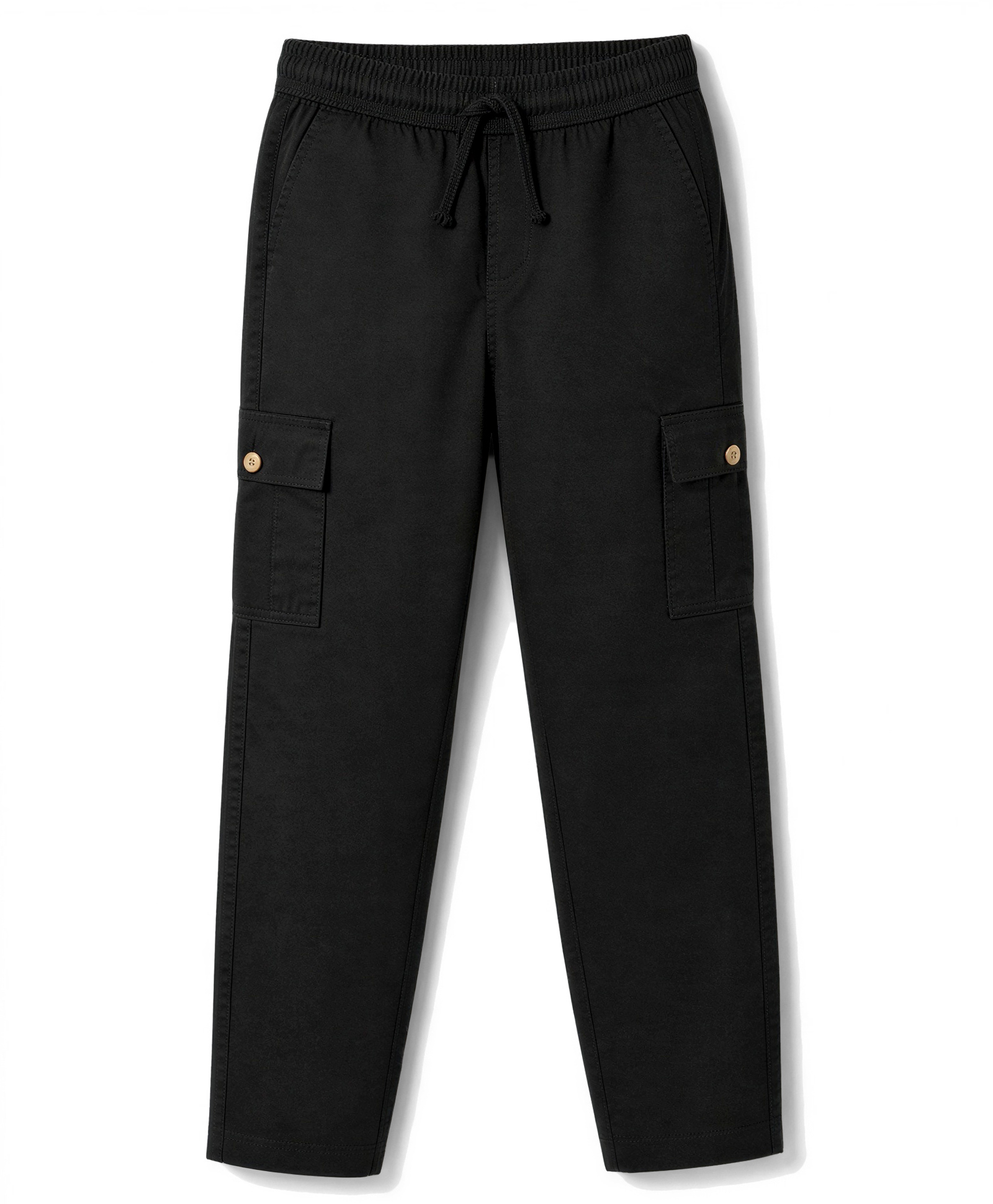 Pine Kids Woven Full Length Solid Colour Trouser with Cargo Pockets - Black-picture-12