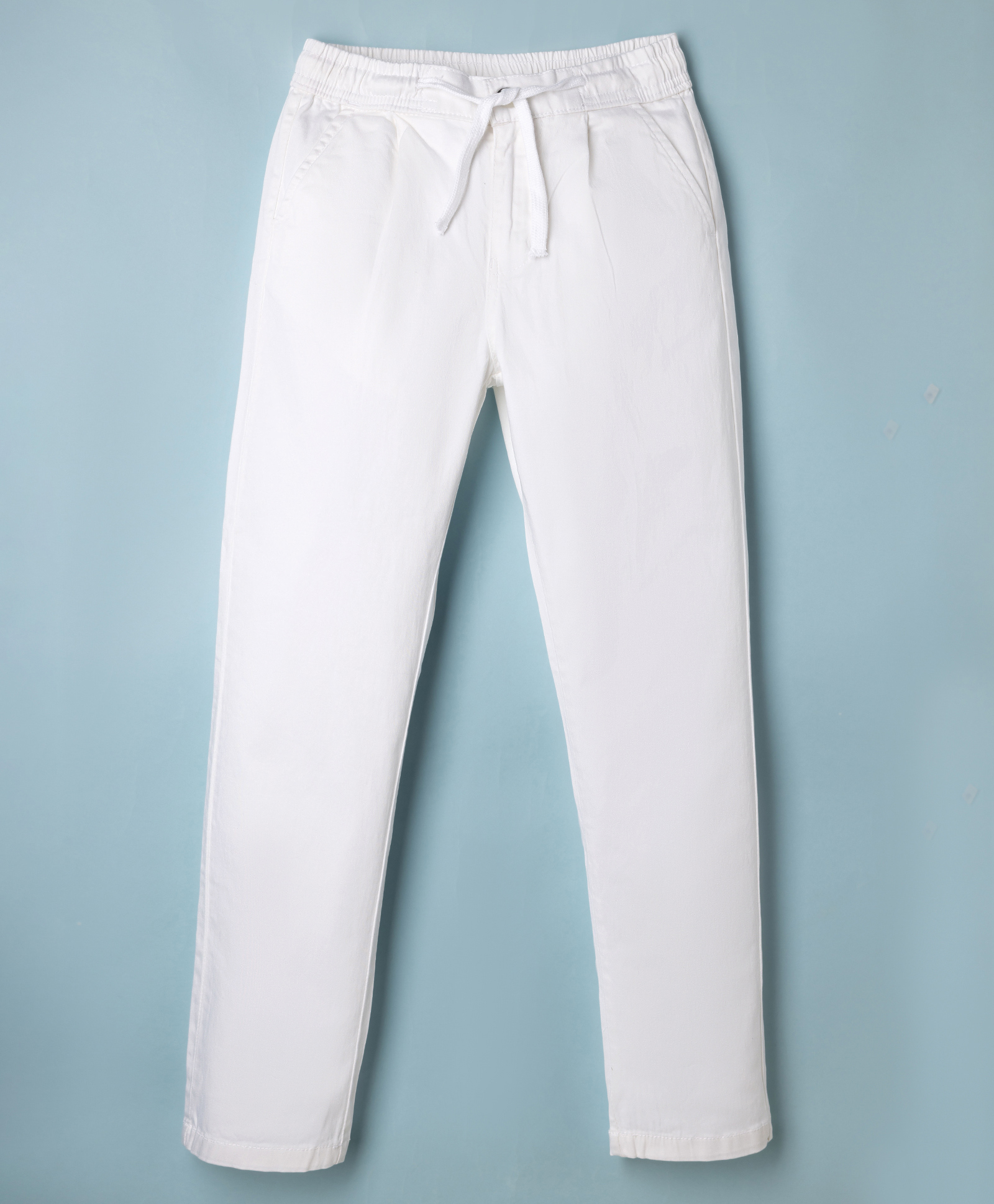 Pine Kids Cotton Elastane Woven Full Length Solid Pants - White-picture-24
