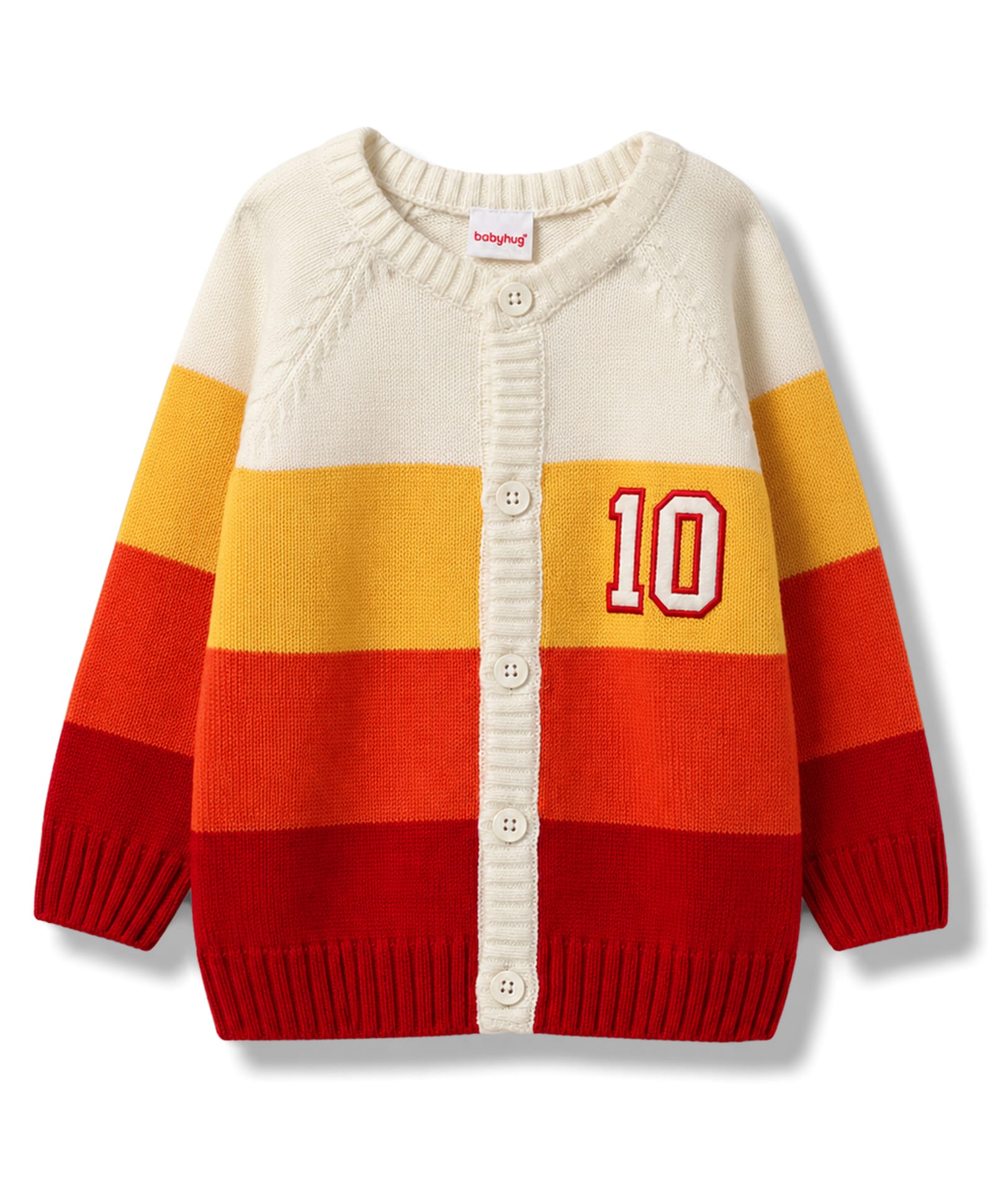 Babyhug Knit Raglan Full Sleeves Striped Sweater With Embroidery - Multicolor-image-35