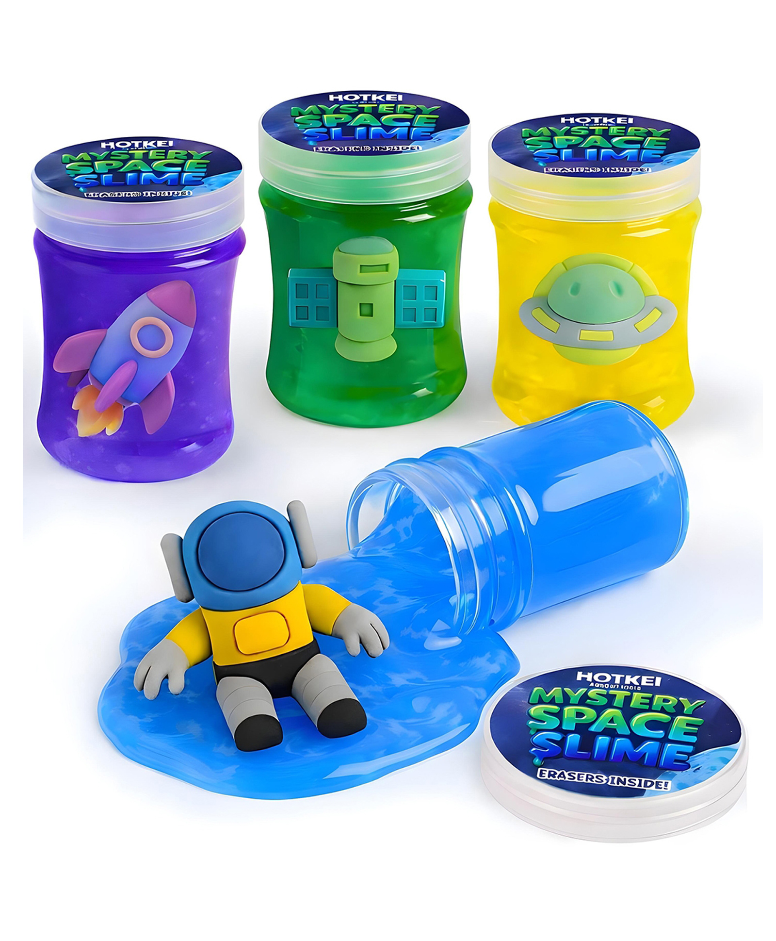 HOTKEI Mystery Space Slime for Kids 3 to 10 Years Stretchable Slime with Surprise Mystery Space Eraser Inside Soft Non-Sticky DIY Slimy Fun Toy Birthday & Return Gift for Kids Girls & Boys Pack of 4-picture-10