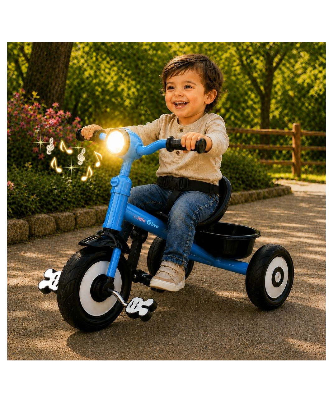 Little Olive JoyGlide Pro Kids Tricycle with Wide Wheels, Anti-Slip Pedals & Comfortable Seat - Blue-picture-2