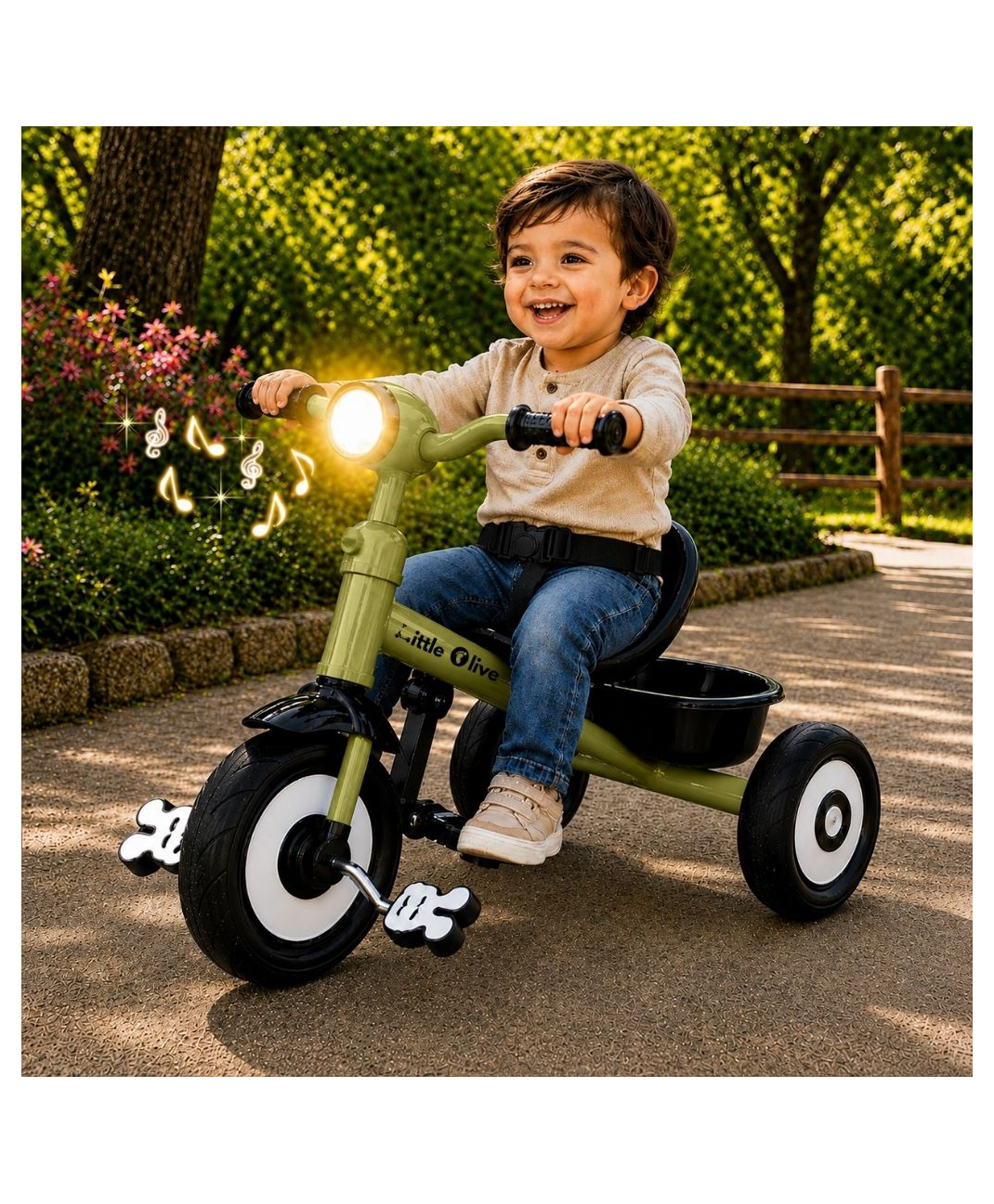 Little Olive JoyGlide Pro Kids Tricycle with Wide Wheels, Anti-Slip Pedals & Comfortable Seat - Green-picture-4