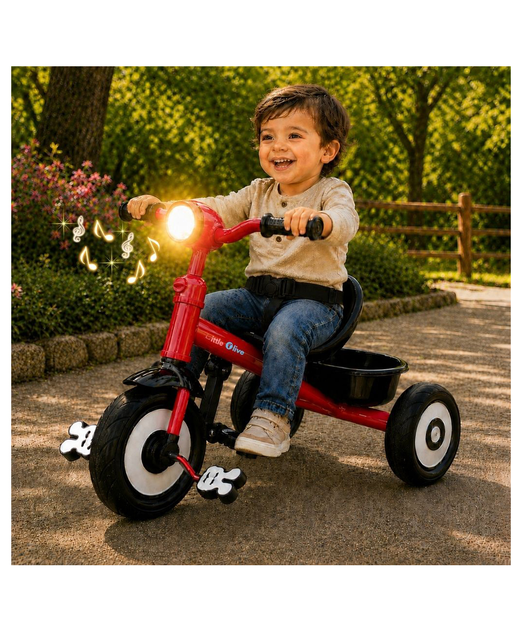Little Olive JoyGlide Pro Kids Tricycle with Wide Wheels, Anti-Slip Pedals & Comfortable Seat - Red-picture-3