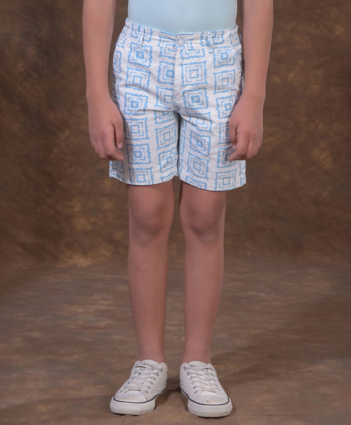 CRIMSOUNE CLUB Cotton Woven Abstract Printed Shorts - Blue-picture-23