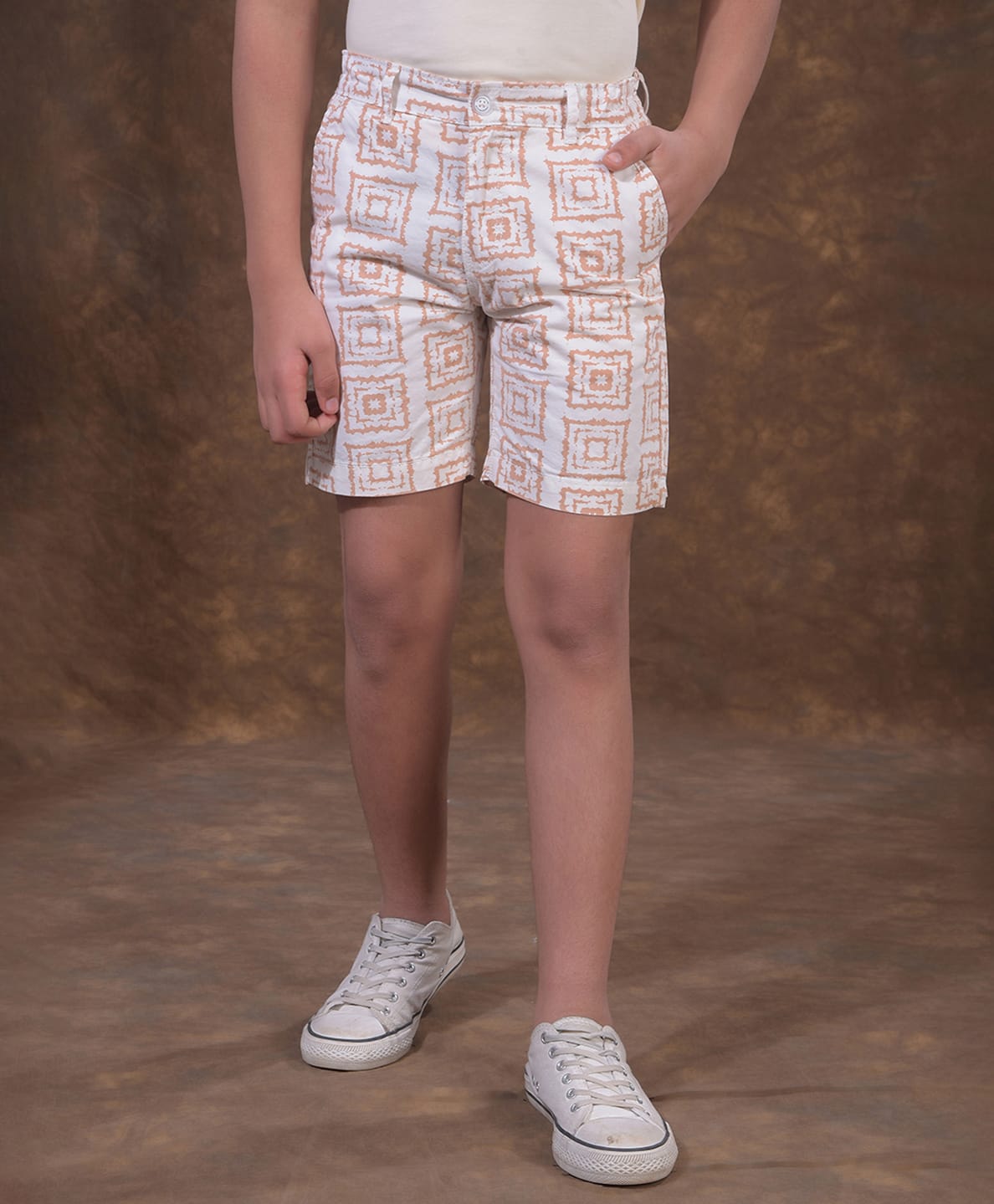 CRIMSOUNE CLUB Cotton Woven Printed Shorts - Orange-picture-28