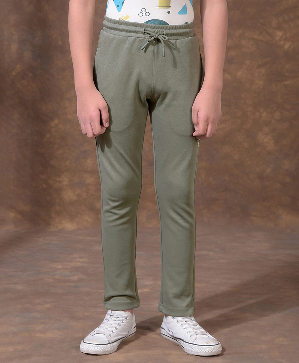 CRIMSOUNE CLUB Cotton Woven Solid Track Pants - Olive Green-image-35