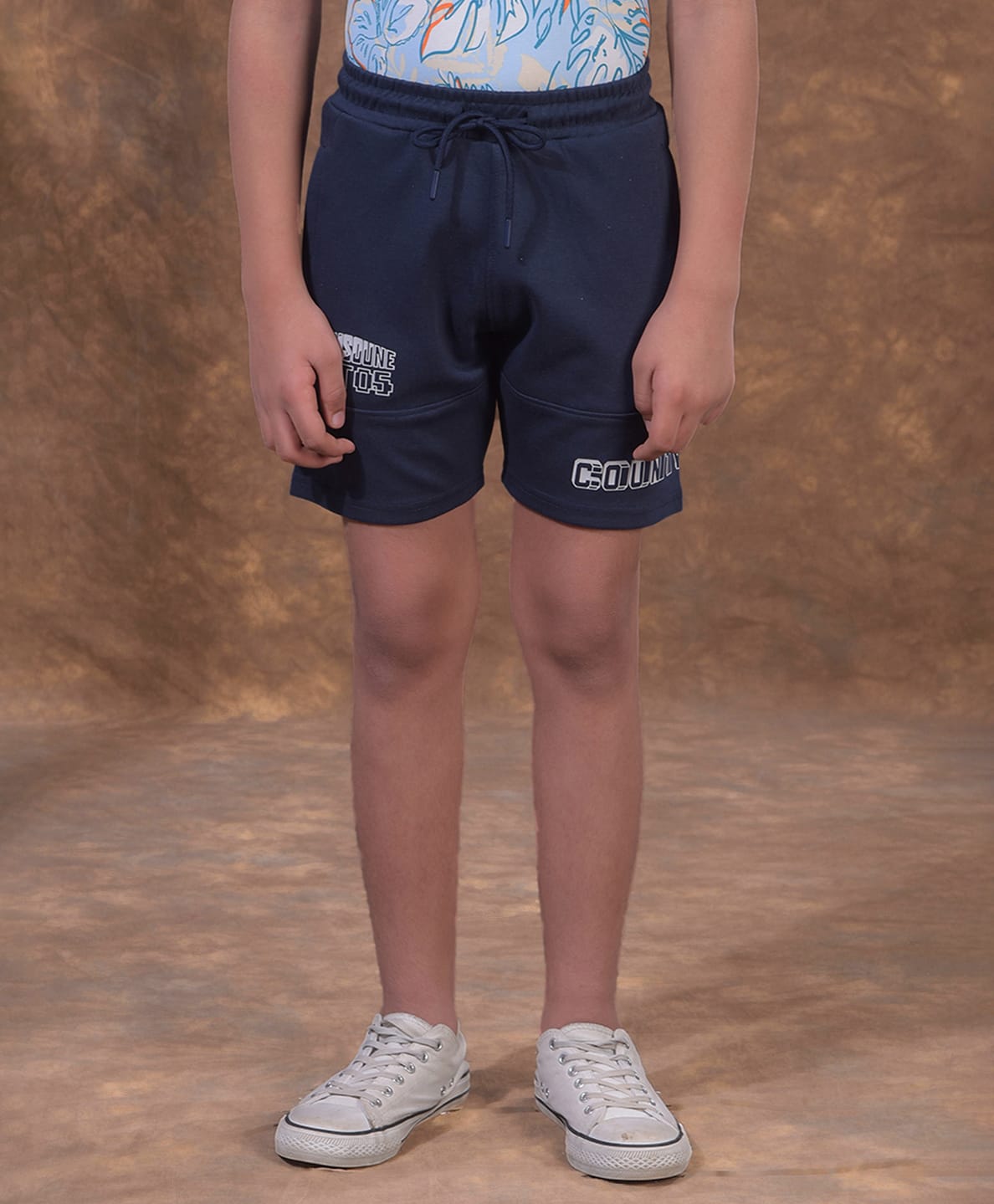 CRIMSOUNE CLUB Cotton Woven Typography Printed Shorts - Navy Blue-picture-27