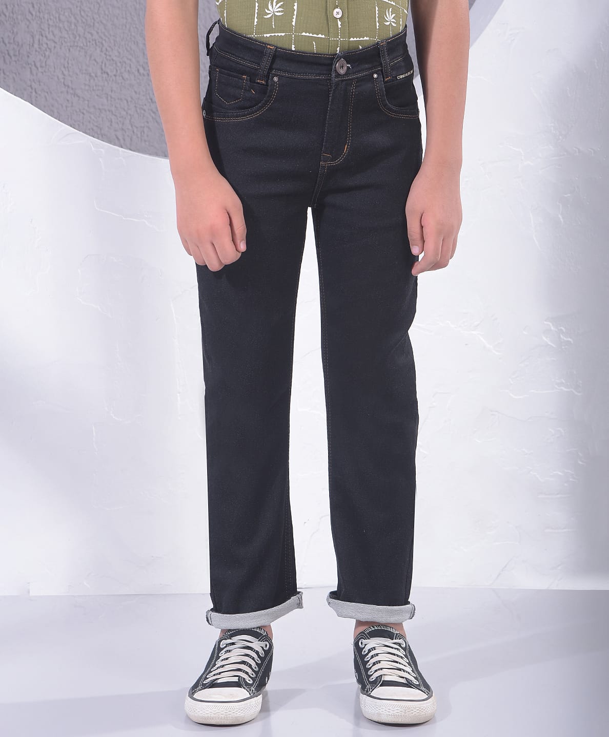 CRIMSOUNE CLUB Cotton Denim Solid Jeans - Black-picture-20