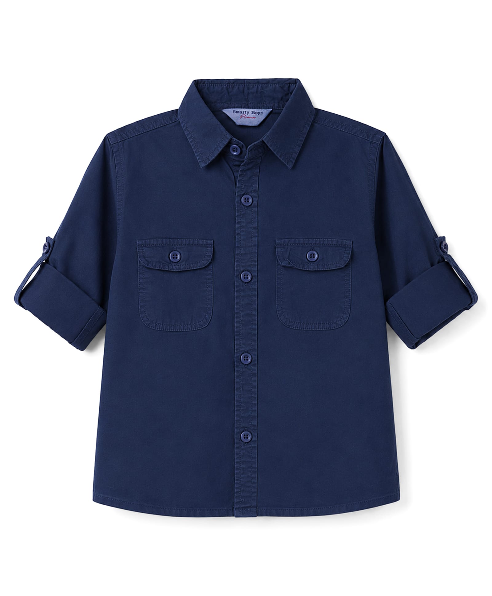 Smarty Boys Cotton Woven Solid Shirts Full Sleeves Navy Blue 3-4 Years-picture-11