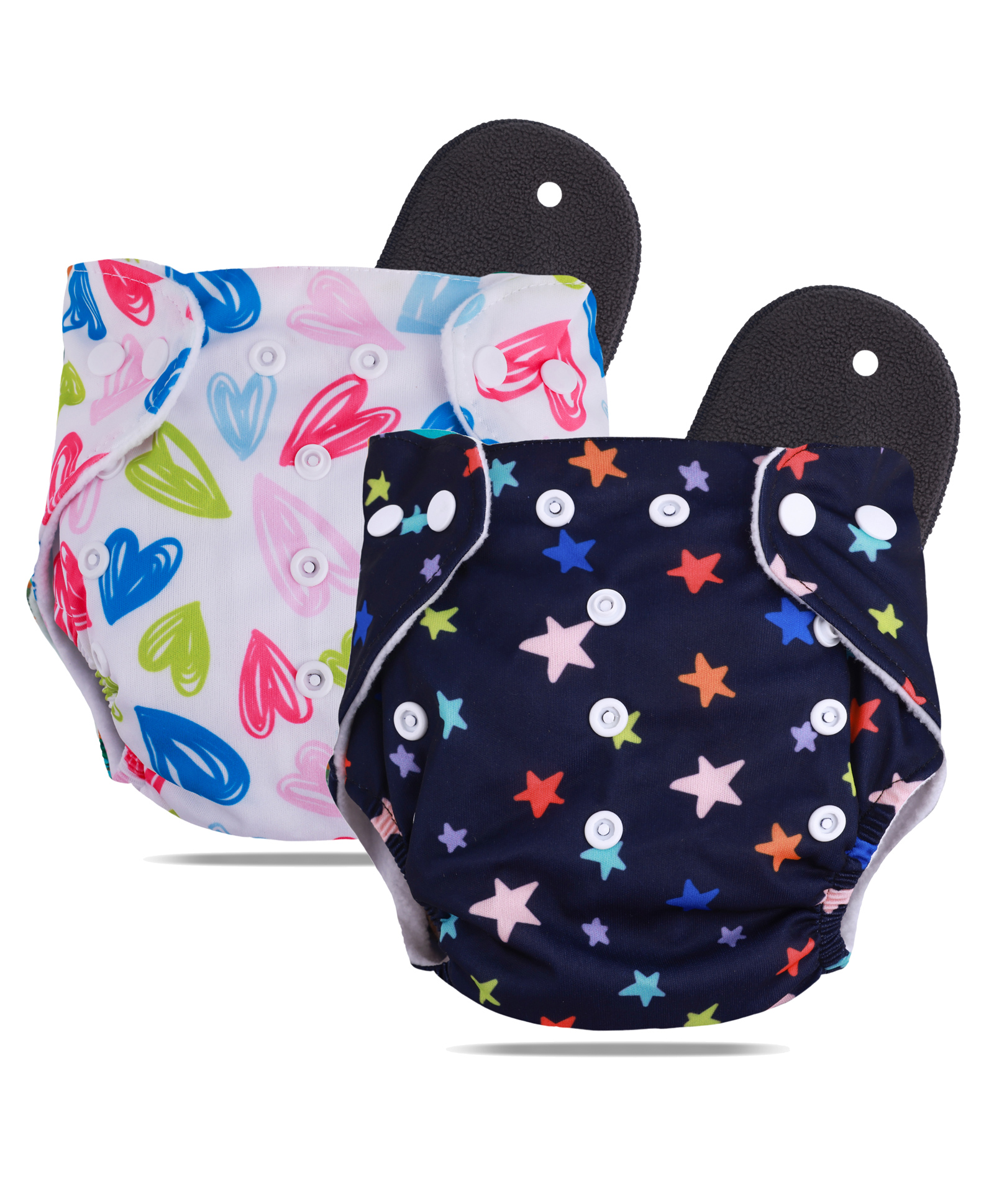 Devico Leakage Proof Reusable Cloth Diaper With 5 Layer High absorbent Pad Pack of 2- Black-picture-22