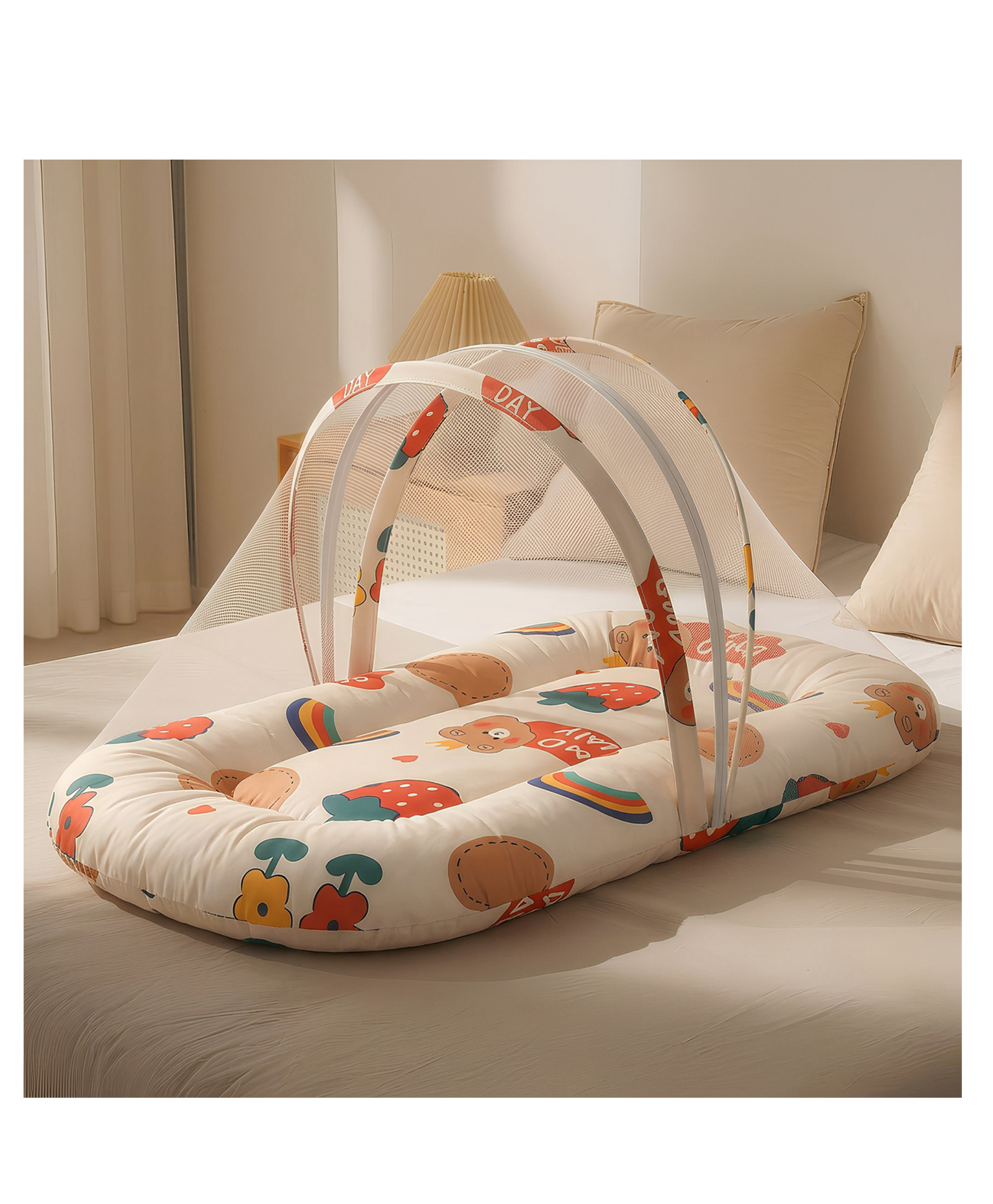 StarAndDaisy 3 in 1 Baby Mosquito net for Sleeping - Newborn, Mosquito net for Baby Soft and Comfortable Bed With Rainbow Print- White-image-40