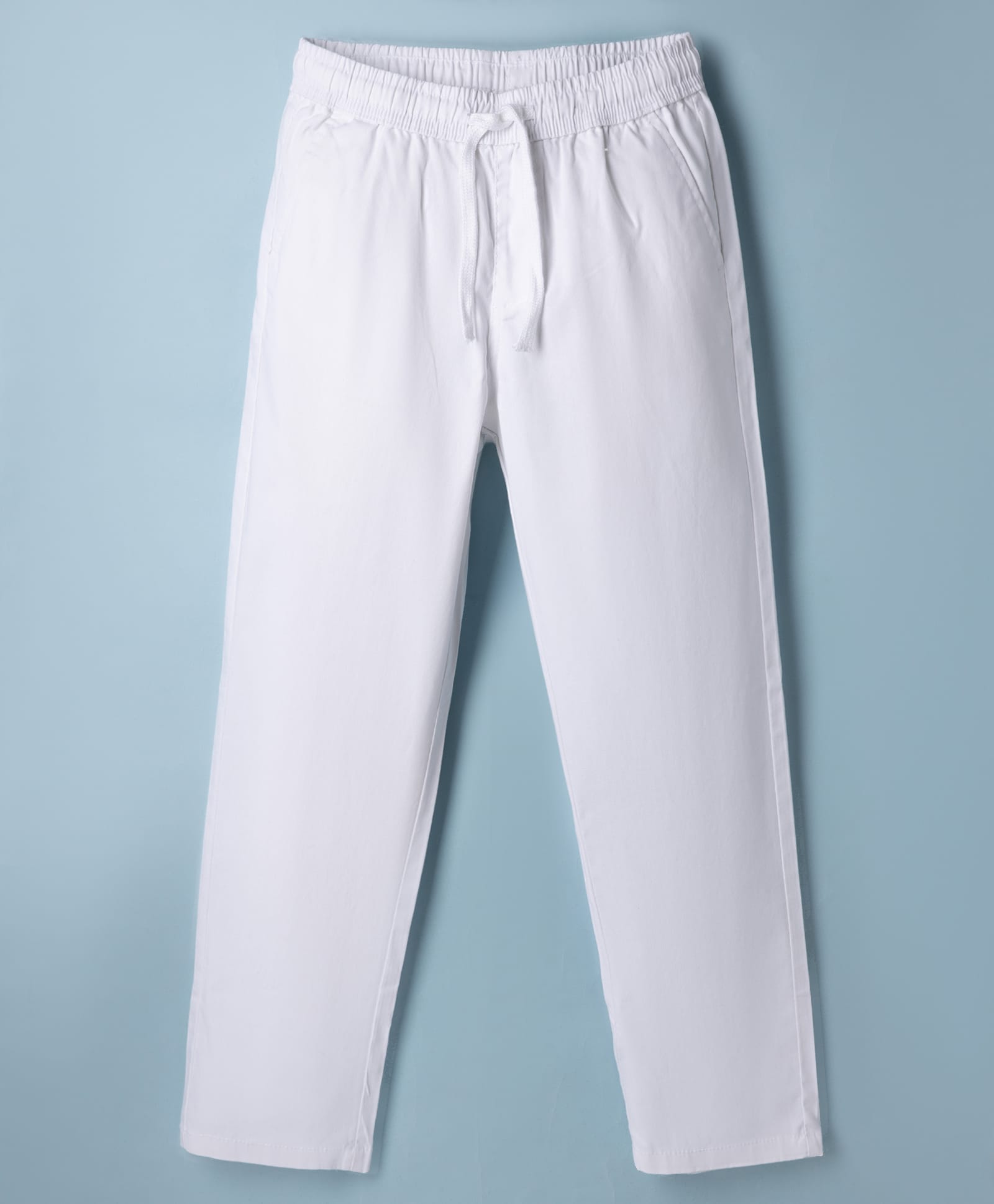 Pine Kids Cotton Elastane Woven Full Length Pants With Pocket - White-picture-14