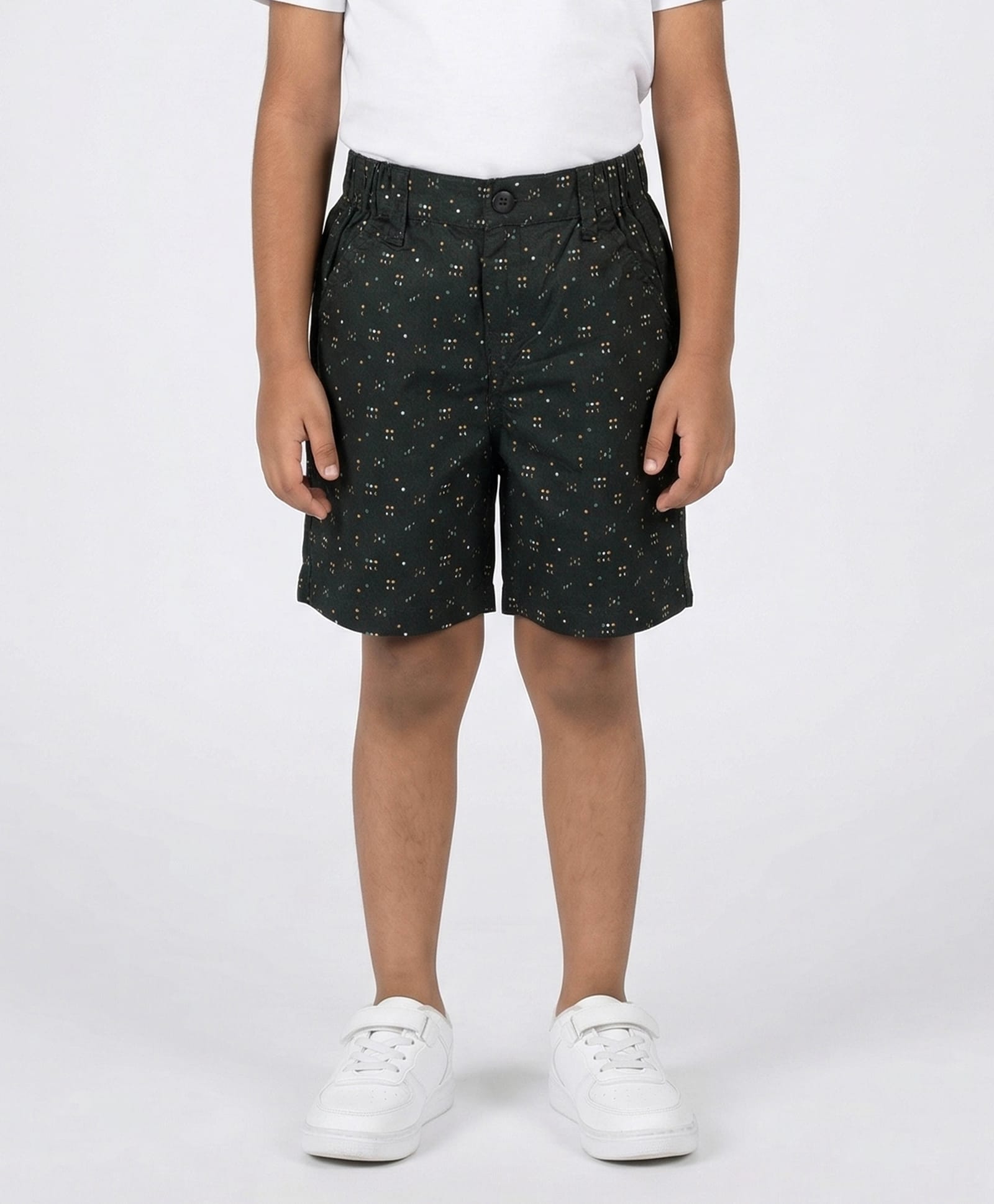 Kiddopanti Cotton Knit Dots Printed Shorts - Bottle Green-picture-16