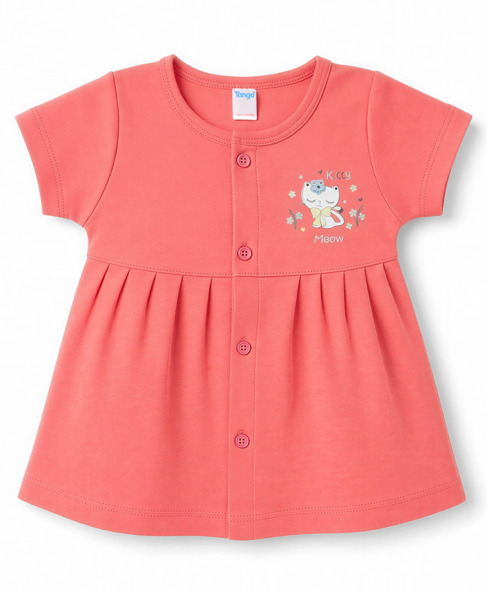 Tango Interlock Knit Half Sleeves Frock Elephant Print - Coral-image-43