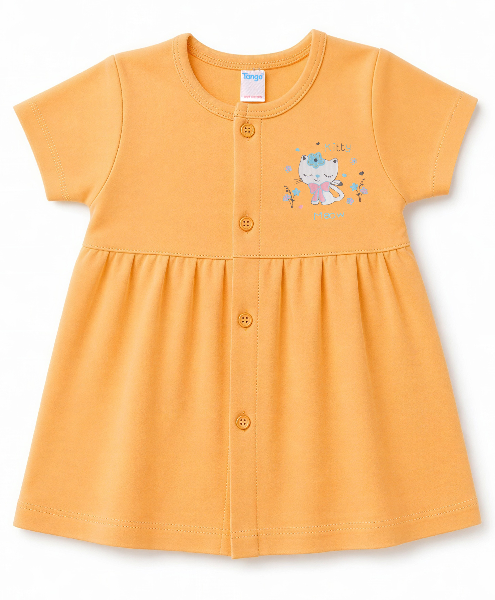 Tango Interlock Knit Half Sleeves Frock Elephant Print - Gold-picture-14