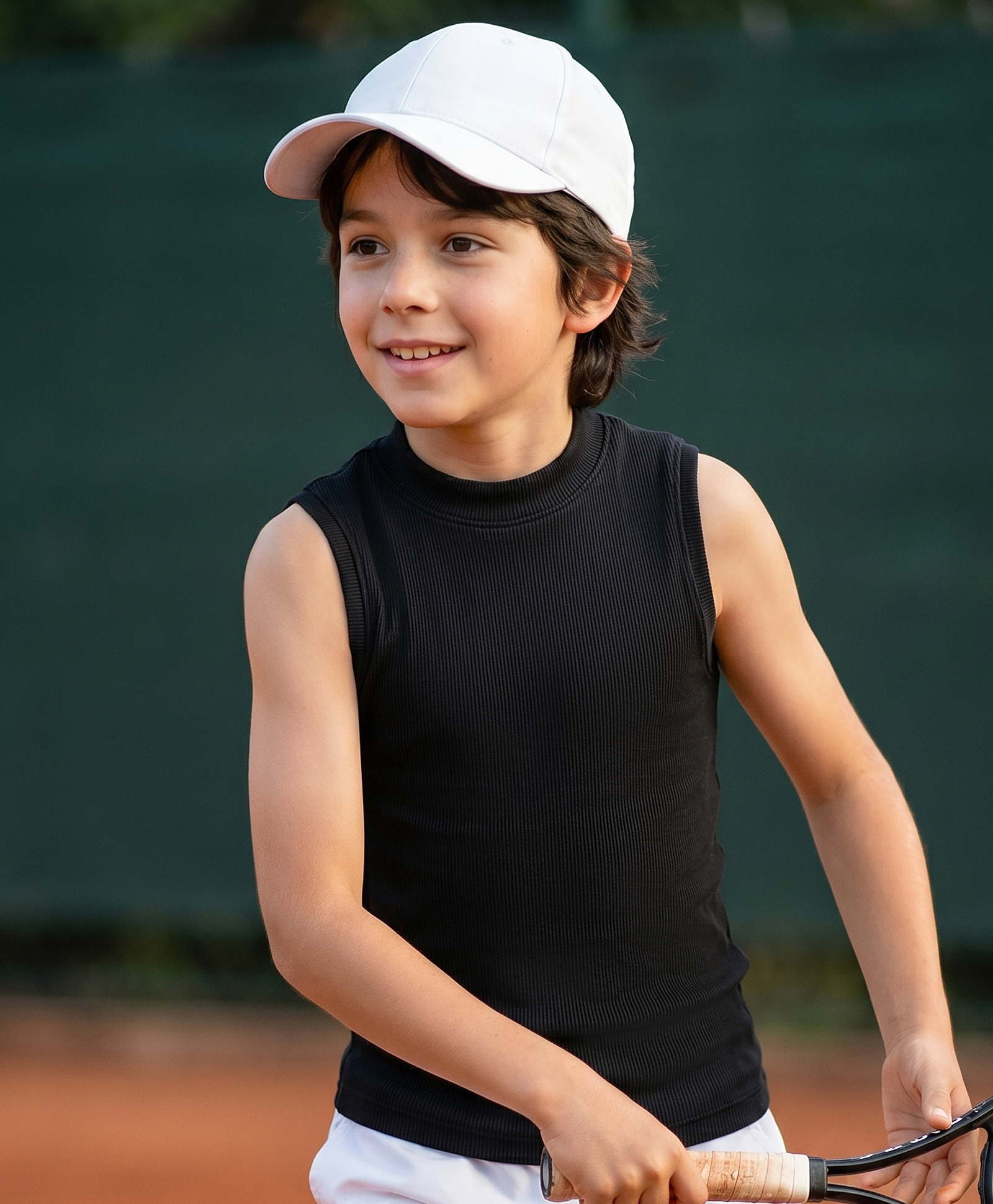 Pine Active Lycra Knit Ribbed Sleeveless Solid Color Tank Top - Black-picture-12