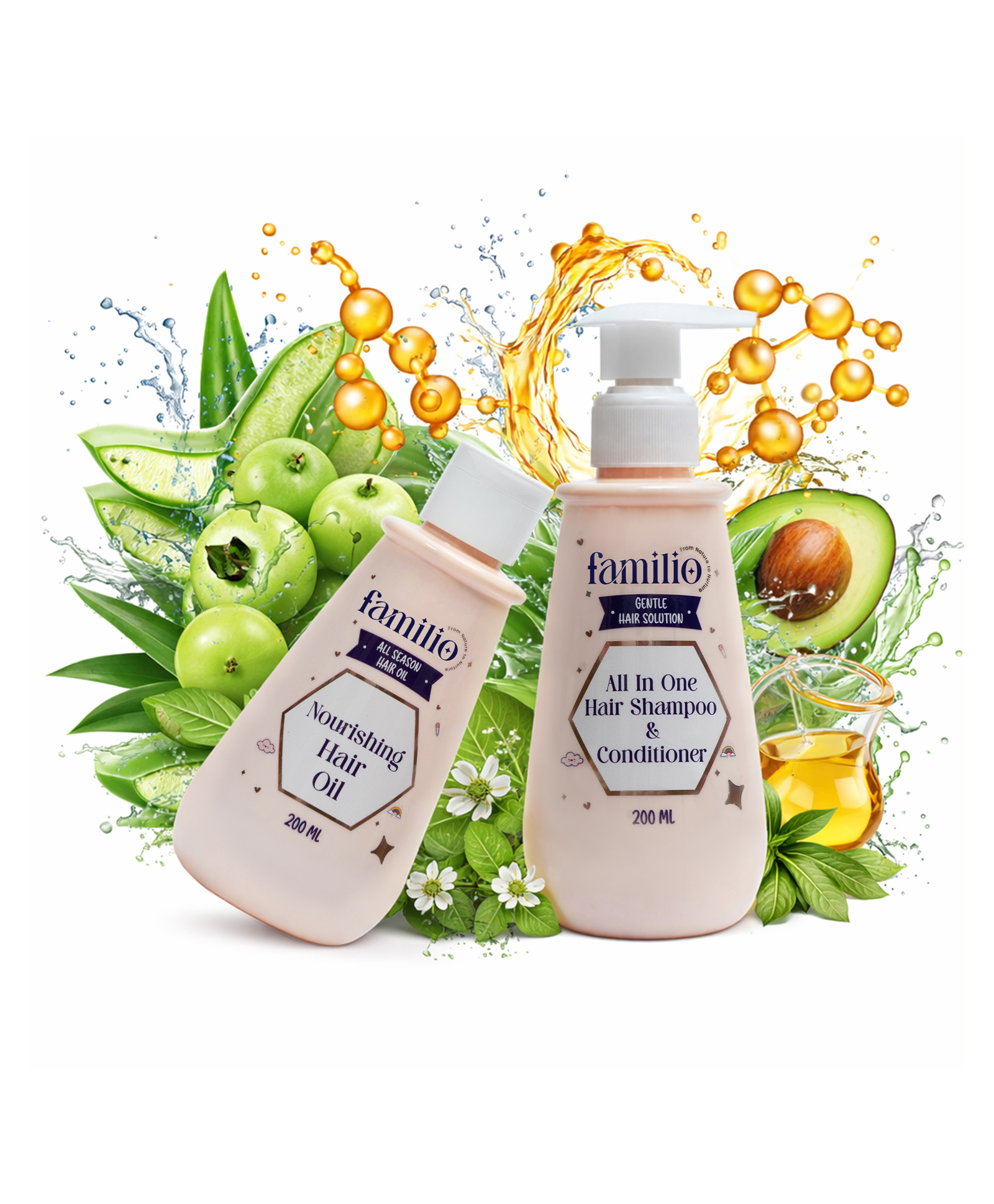 Familio All One Hair Shampoo & Conditioner with Nourishing Hair Oil for Kids, Gentle Hair Solution, 200 Each, 2 Pack-picture-24