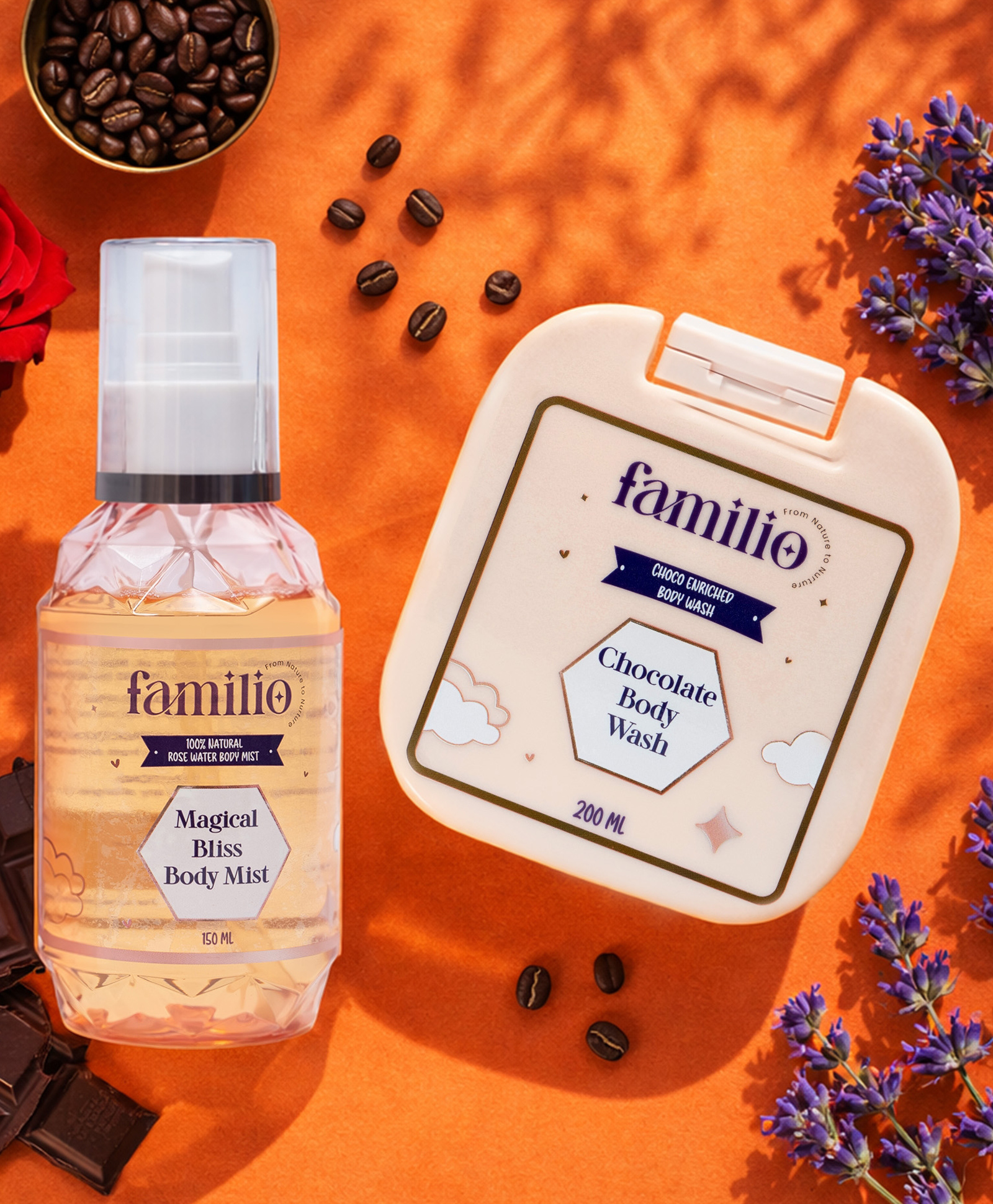 familio Famillio Magical Bliss Body Mist & Chocolate Body Wash Combo, Rose Water Mist 150 ml, Choco Enriched Body Wash 200 ml, Teen Skincare Set with Natural Extracts-picture-15
