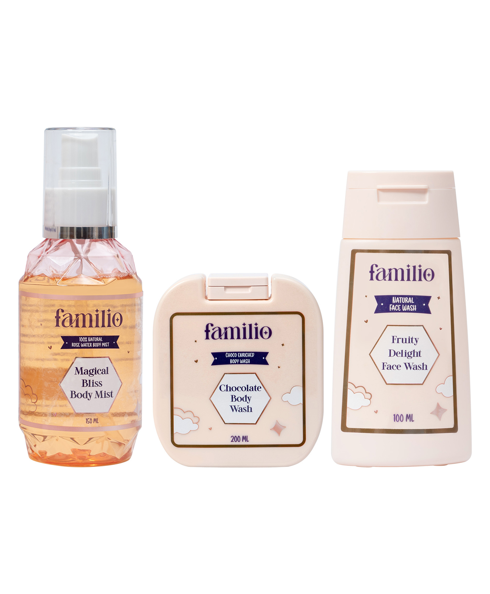 Familio Teen Care Combo Set for Kids with Fruity Delight Face Wash 100 ml, Magical Bliss Body Mist 150 ml, Chocolate Body Wash 200 ml, 3 Piece Set-image-5
