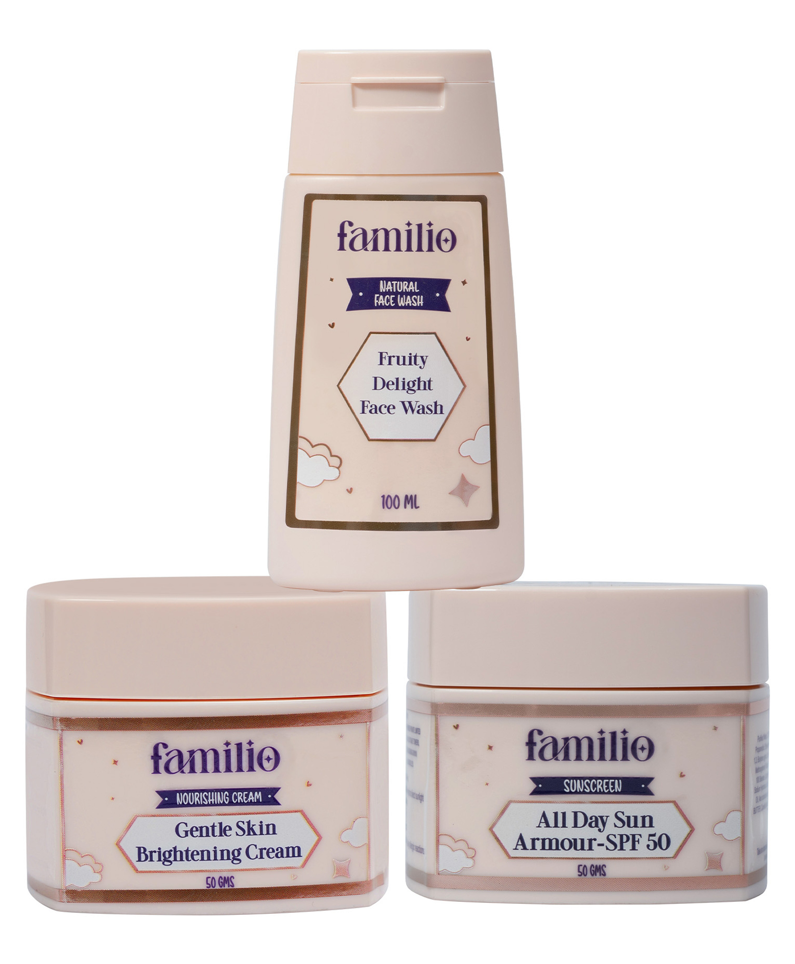 Familio Skincare Combo Set for Kids with SPF 50 Sunscreen, Fruity Delight Face Wash 100 ml, Gentle Skin Brightening Cream 50 g, Sun Protection & Brightening Care-picture-26