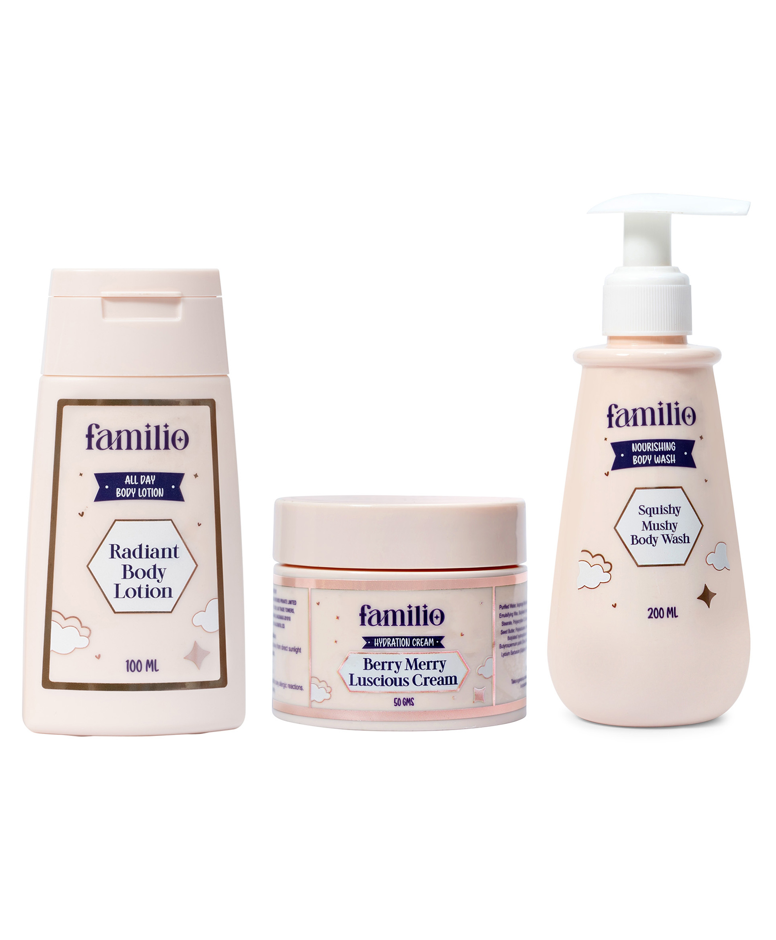Familio Skin Care Combo Set for Kids, Body Wash 200 ml, Body Lotion 100 ml, Hydration Cream 50 g, with Honey, Shea Butter, Coconut Oil, Berry Extracts-picture-12