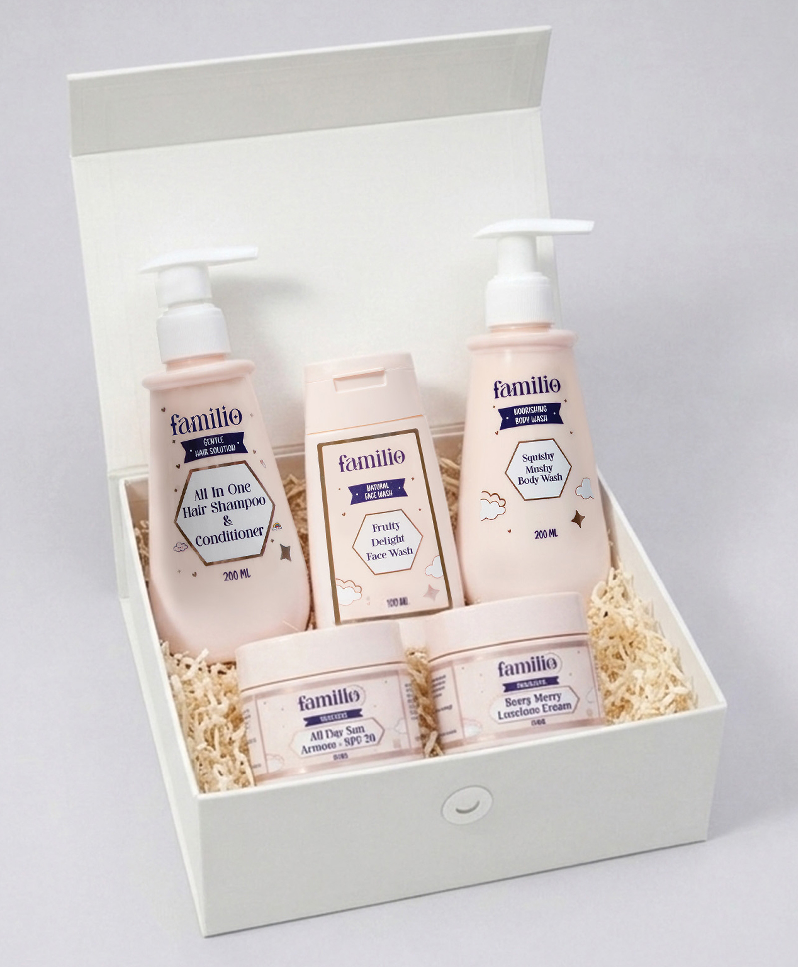 Familio Kids Wellness Gift Box for Kids, Complete Hygiene Set with SPF 50 Sunscreen, Body Wash, Shampoo & Conditioner, Face Wash, Moisturizing Cream, 5 Piece Set-picture-25
