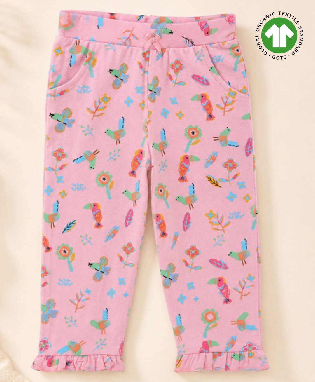 bontots Organic Cotton Knit Birds Printed Pajama - Pink-image-29