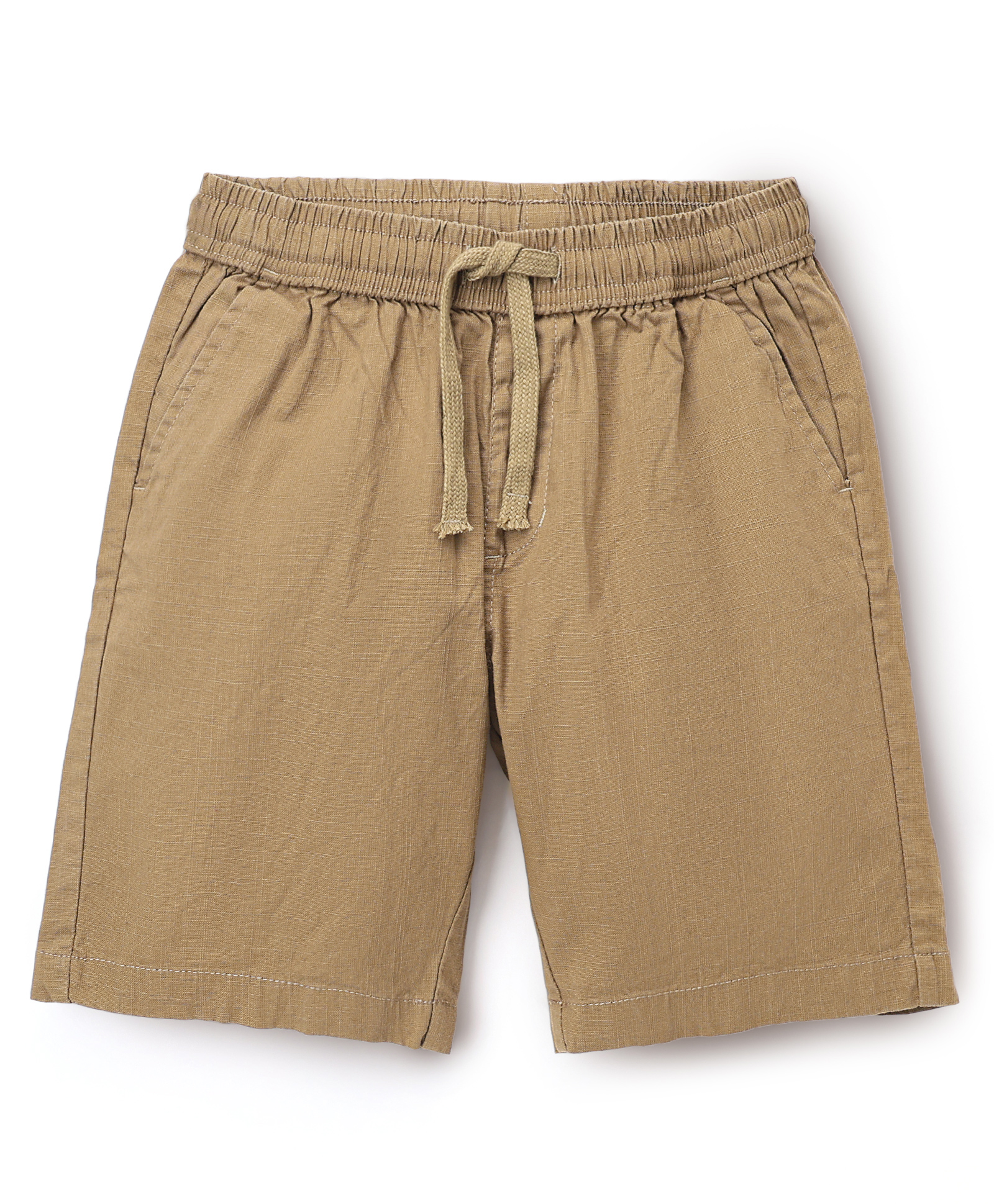 Pine Kids Cotton Elastane Woven Above Knee Length Solid Shorts - Brown-picture-18