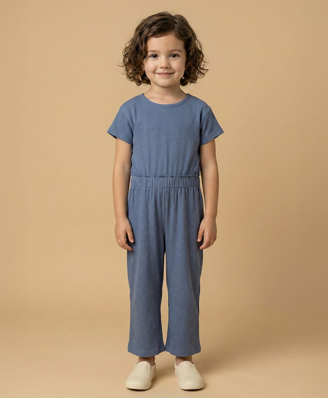 BYB Premium Cotton Knit Half Sleeves Solid Jumpsuit - Blue-picture-20