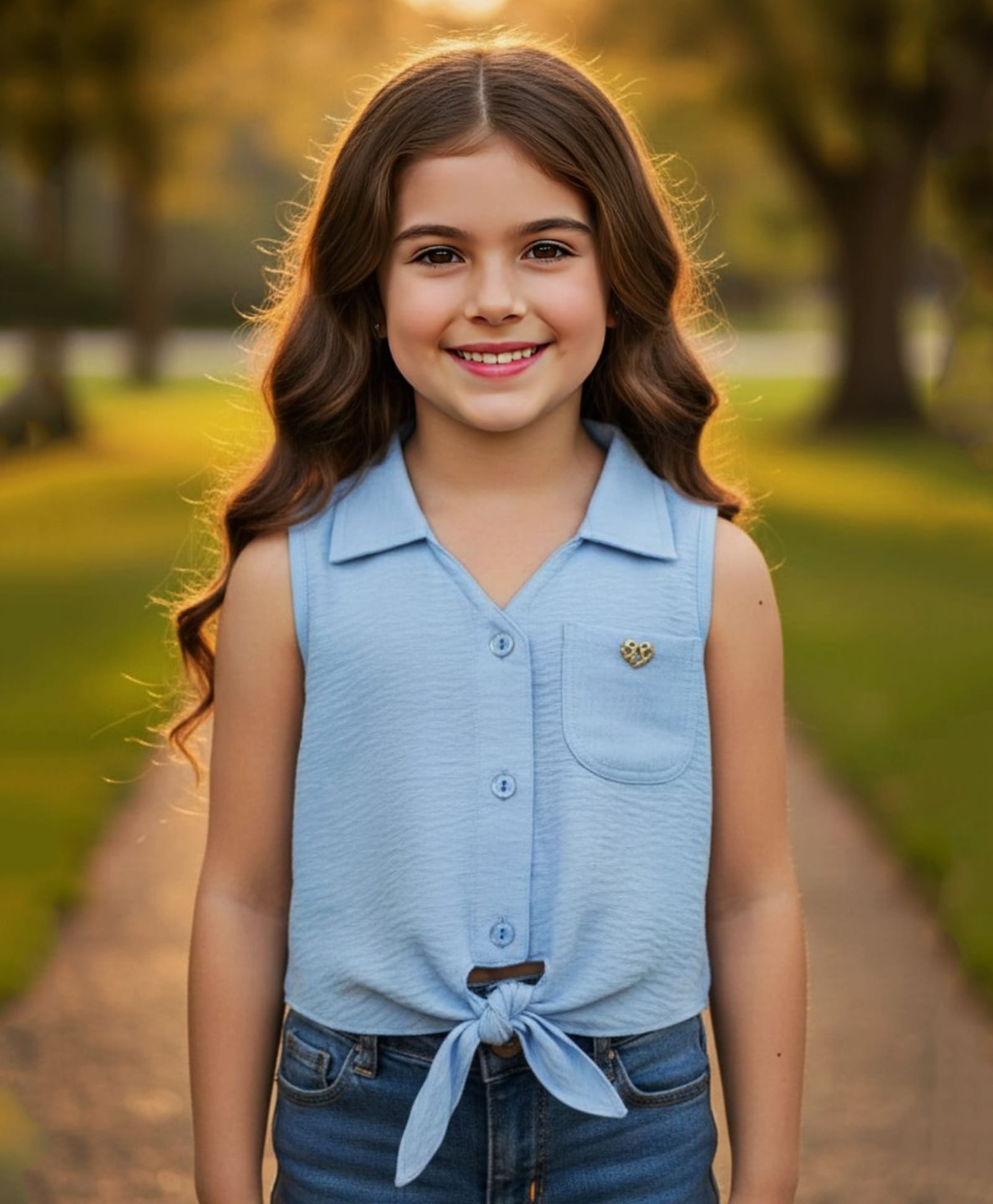 Lei-Chie Cotton Woven Sleeveless Solid Shirt Style Top - Blue-picture-25